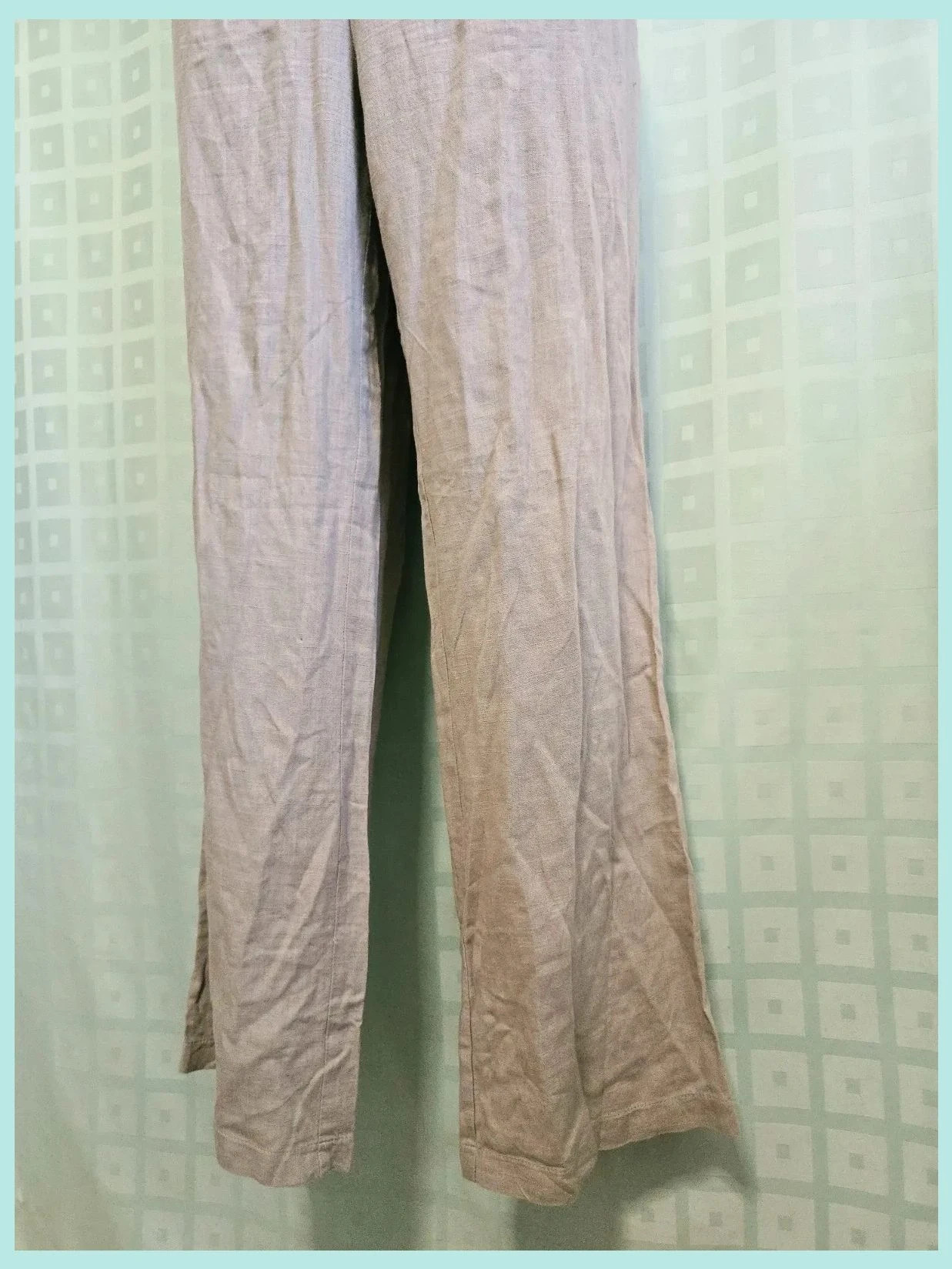 Beige High-Waisted Wide Leg Linen Pants – Amichi – taille L / 40 / 12 3
