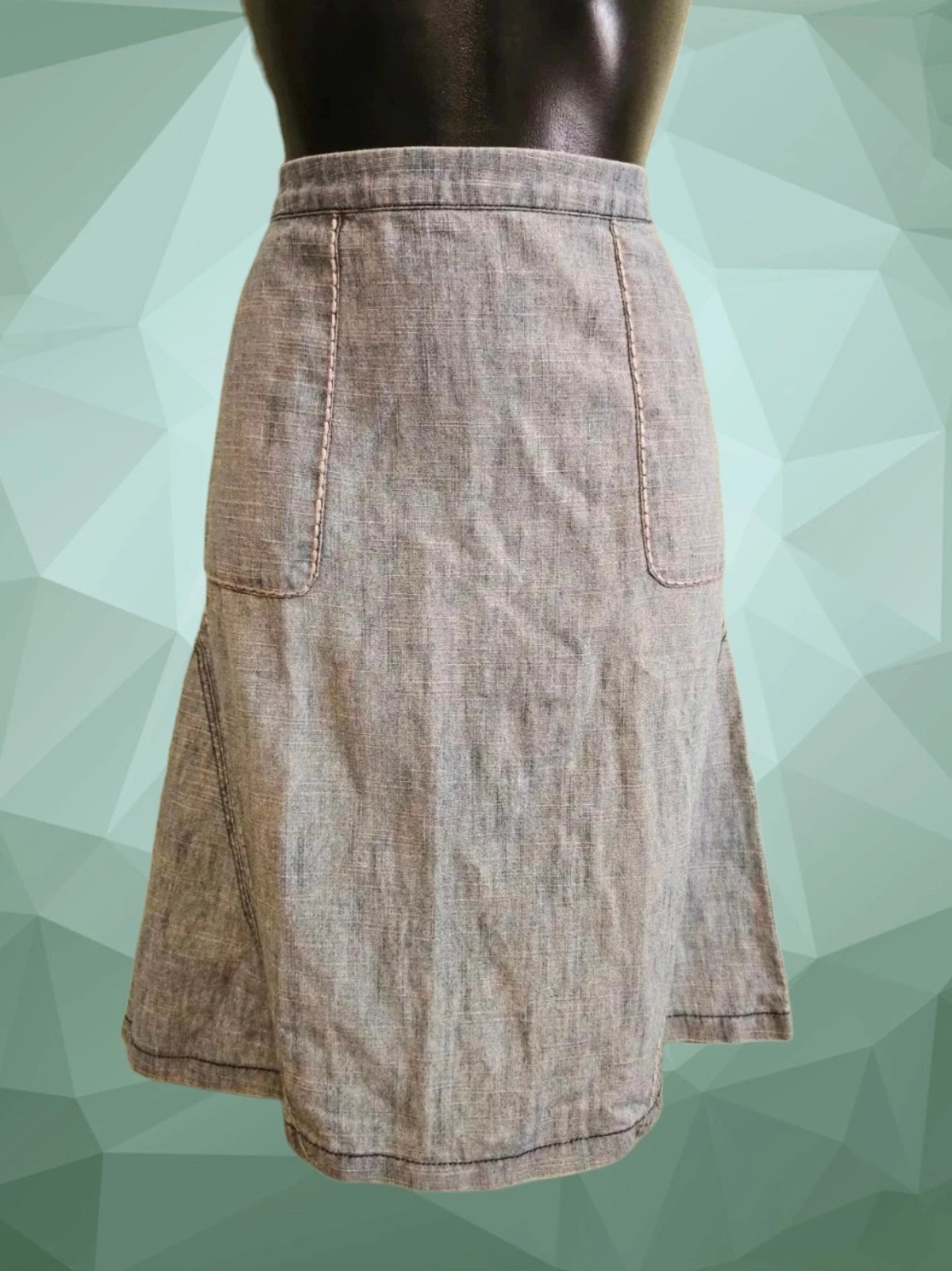 Linen A-Line Midi Skirt with Pockets