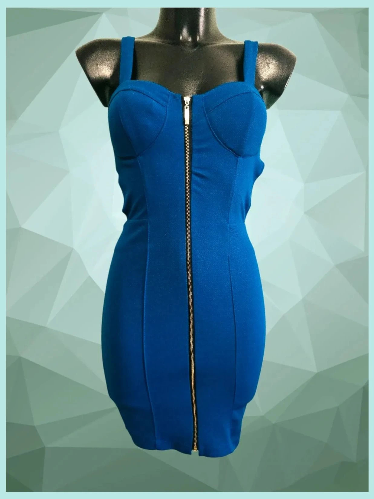 Royal Blue Zip Front Bandage Dress