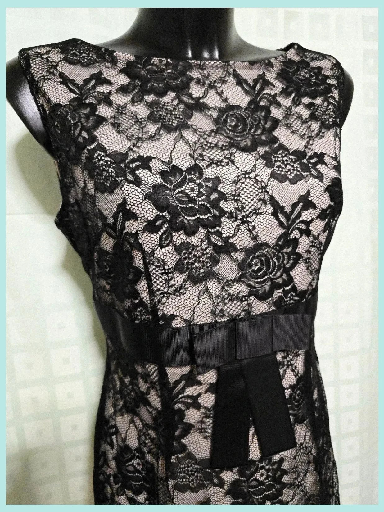Black Lace Sheath Dress with Waist Bow Detail – Zendra – taille XL / 42 / 14 2
