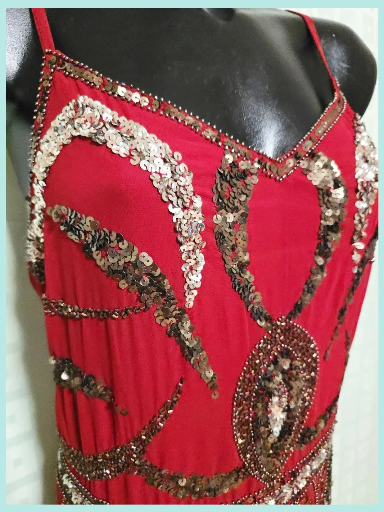 Red Sequin Art Deco Flapper Vintage Dress – Vintage Dressing – taille Autre 3