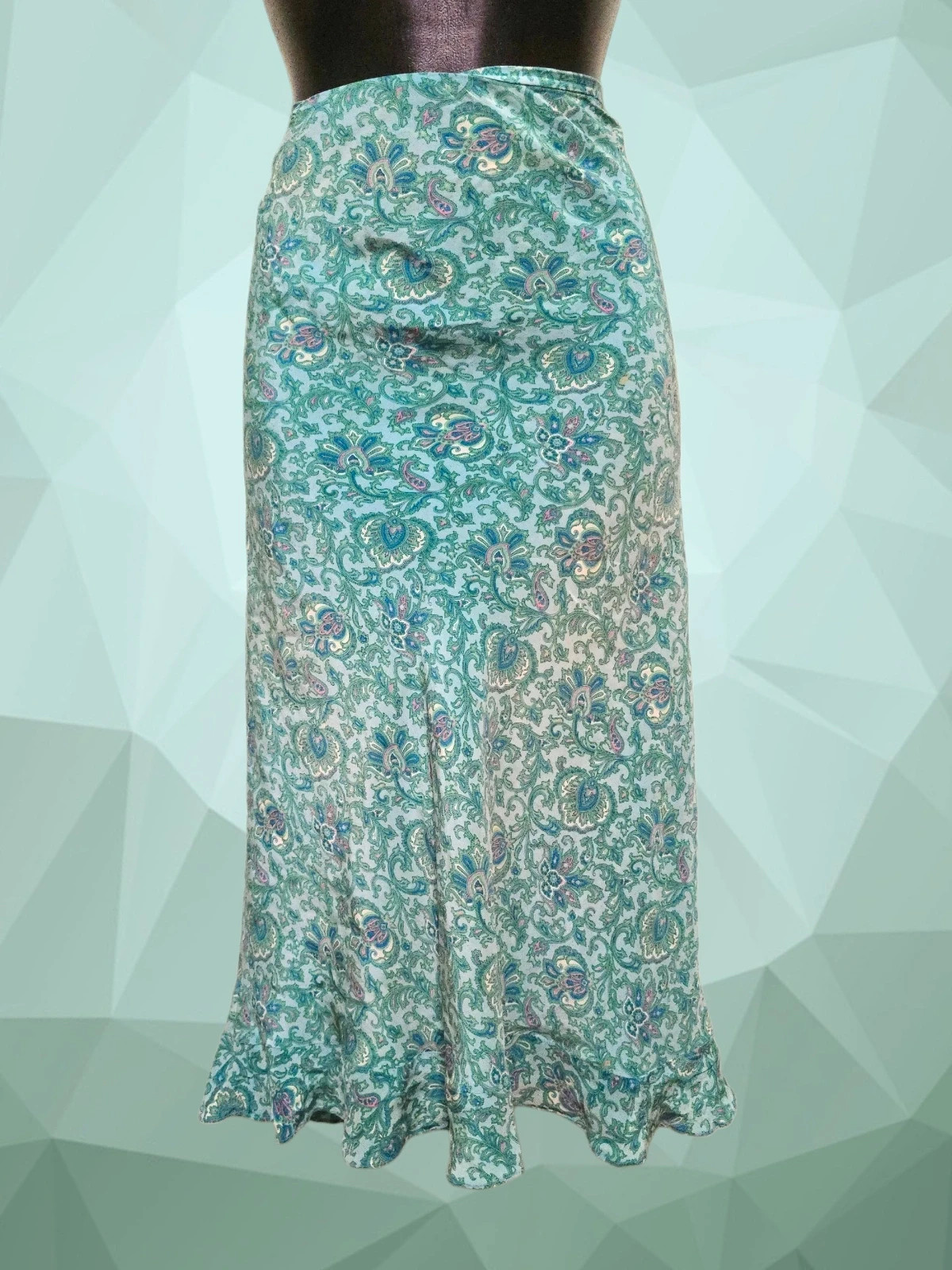 100% Silk Paisley Midi Skirt
