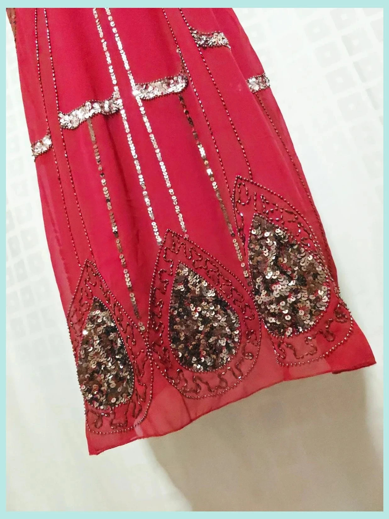 Red Sequin Art Deco Flapper Vintage Dress – Vintage Dressing – taille Autre 5