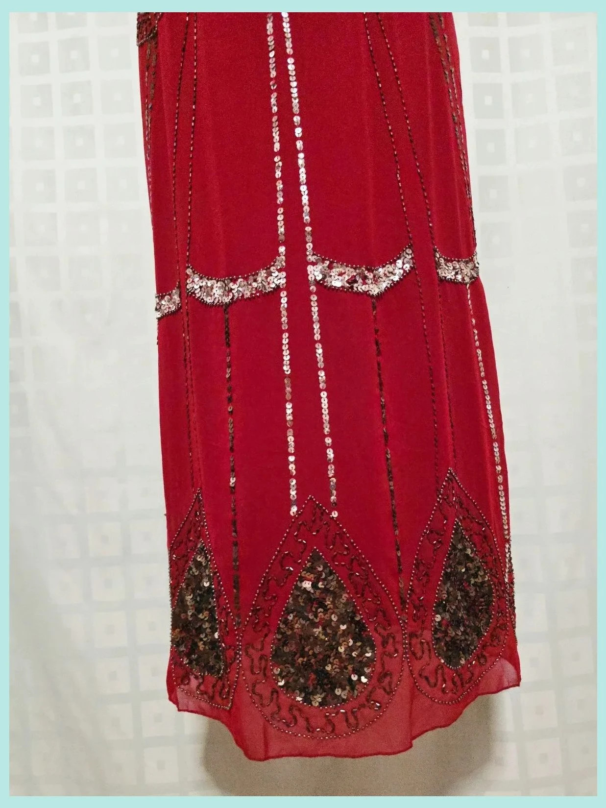 Red Sequin Art Deco Flapper Vintage Dress – Vintage Dressing – taille Autre 4