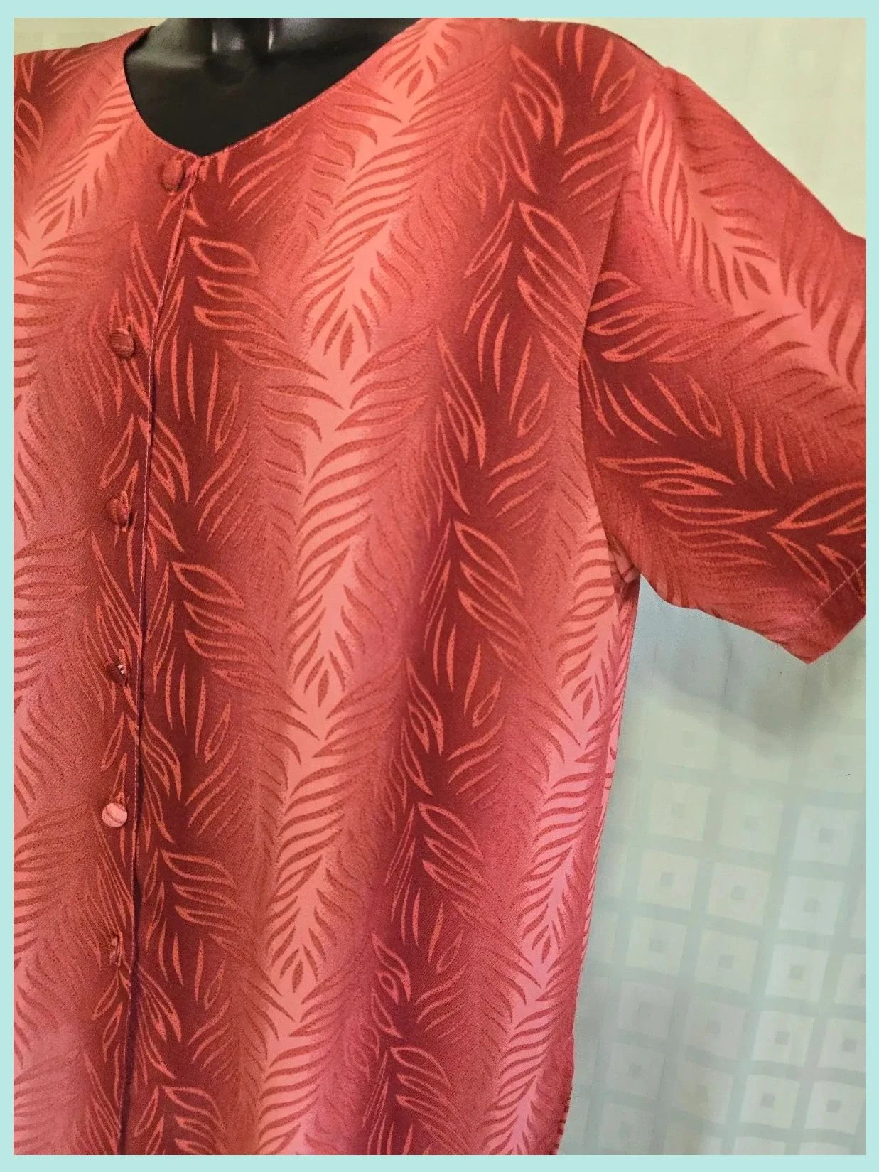 Terracotta Leaf Print Blouse – Vestidor Vintage – taille XL / 42 / 14 4
