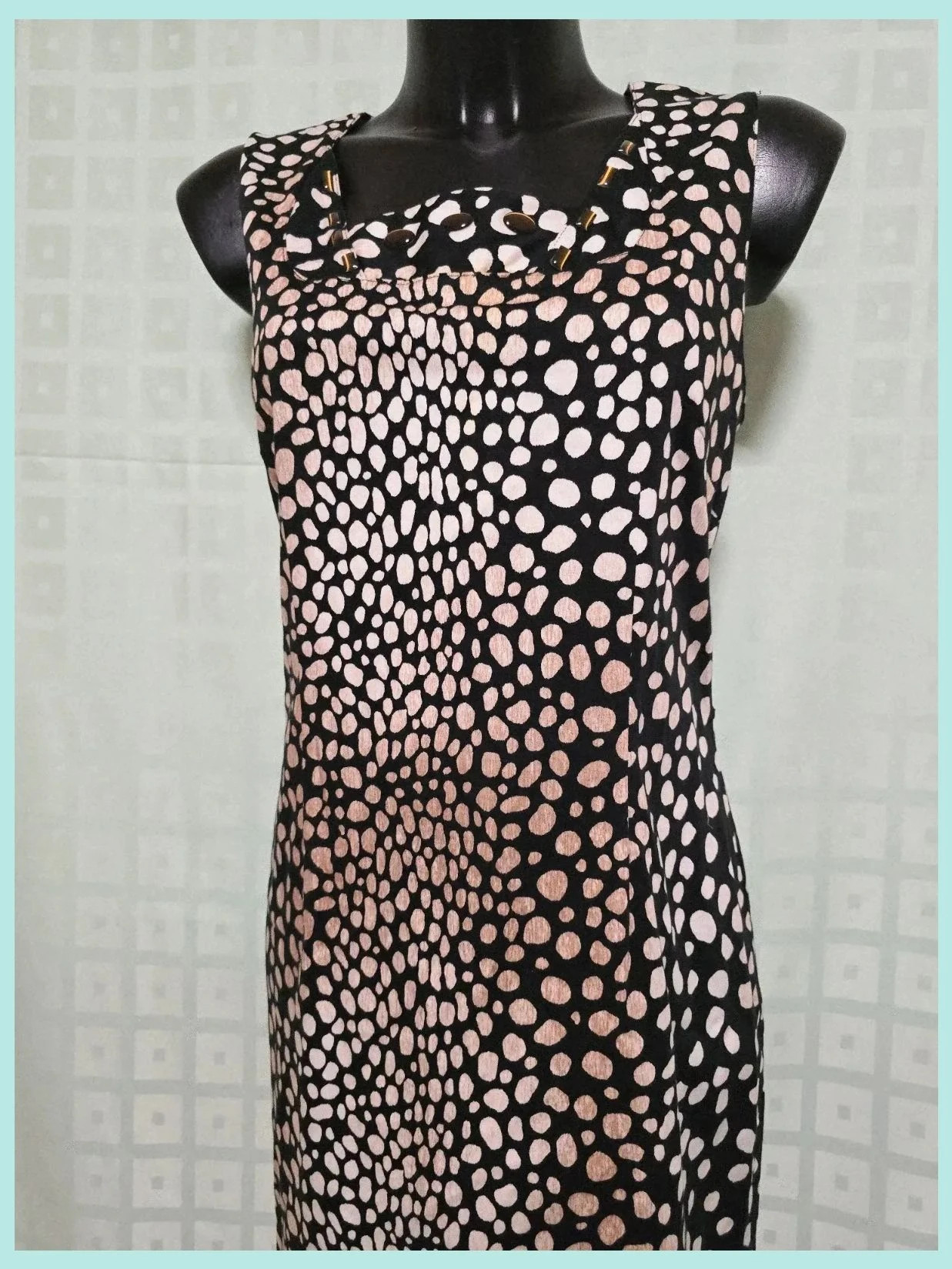 Black and Nude Spotted Sheath Dress with Gold Chain Detail – Boutique Italiana – taille M / 38 / 10 2