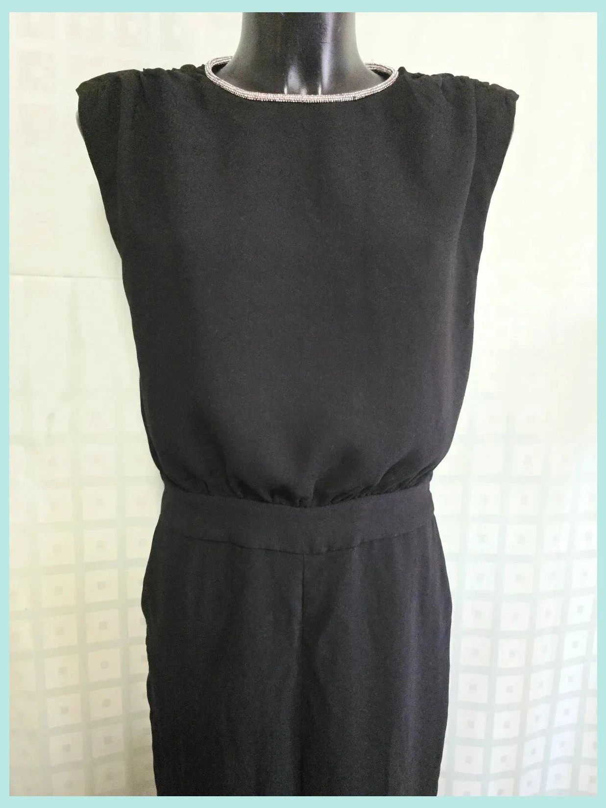 Black Rhinestone Collar Wide Leg Jumpsuit – WE – taille M / 38 / 10 4
