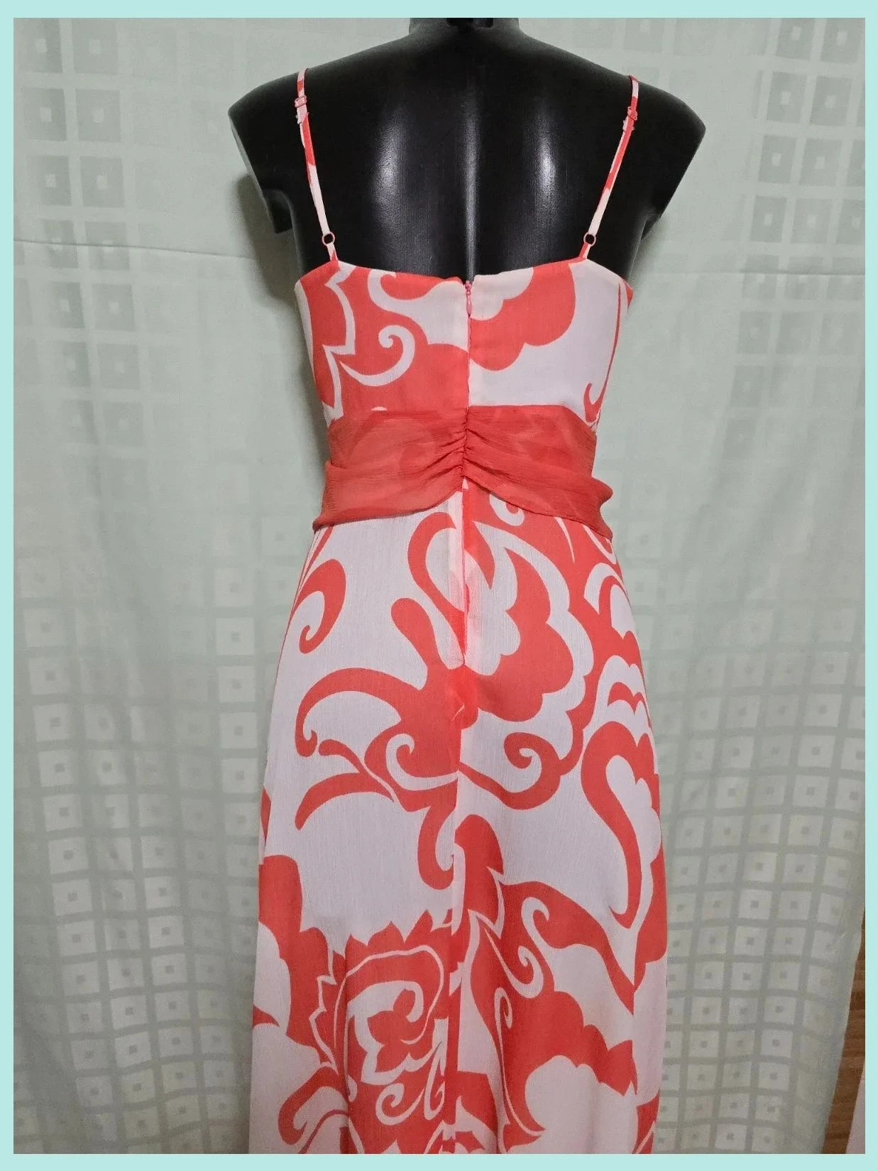 Coral White Damask Spaghetti Strap Maxi Dress – Autograph – taille M / 38 / 10 5