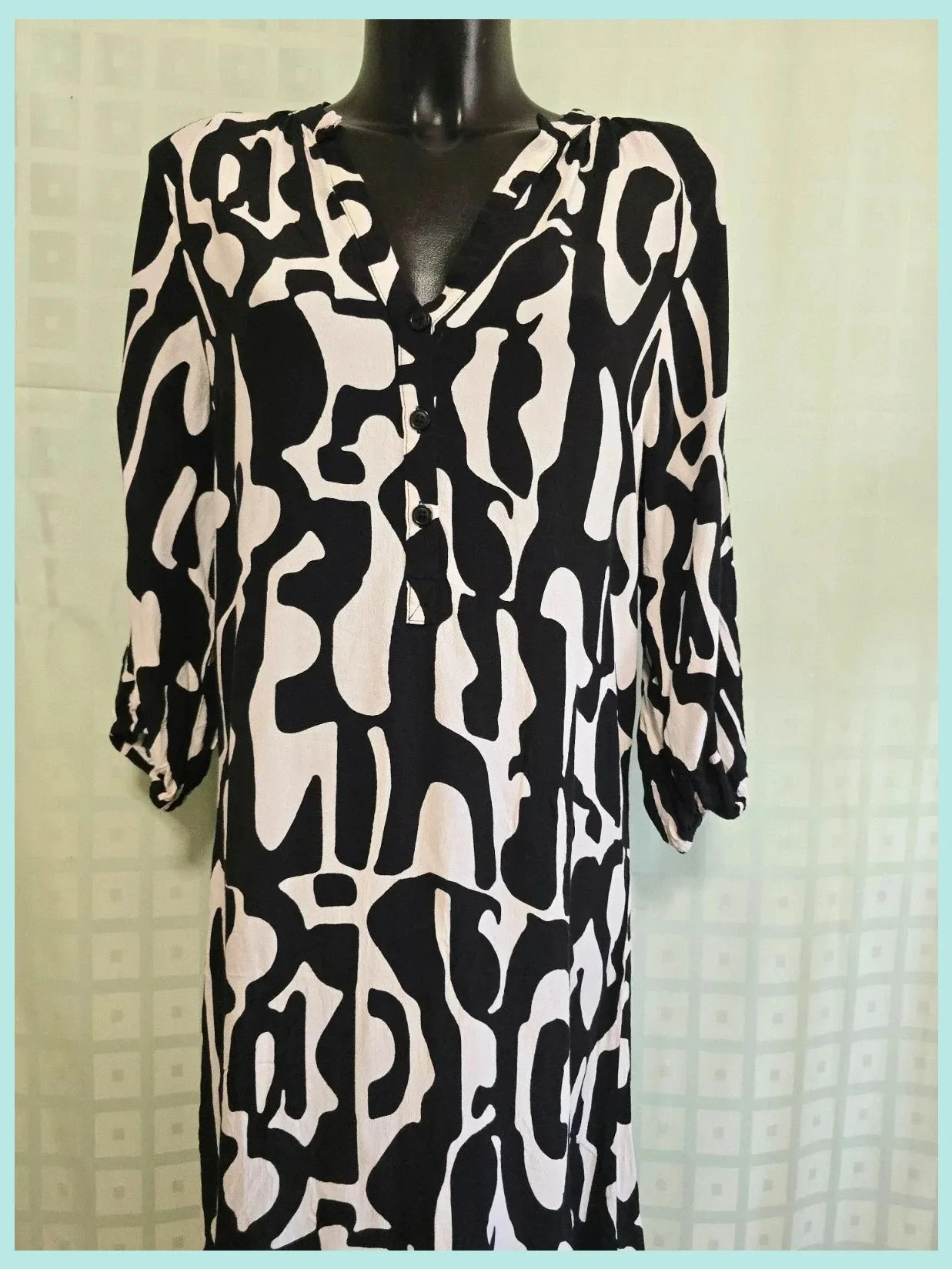 Black White Abstract Pattern Dress – Zara – taille S / 36 / 8 2