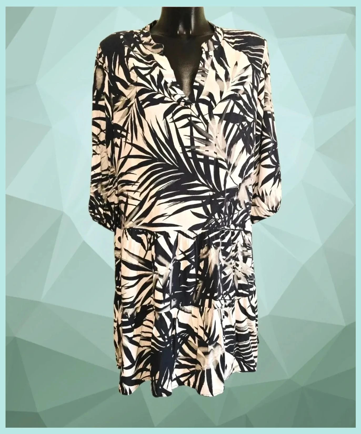 Black & White Print Dress 100% Viscose