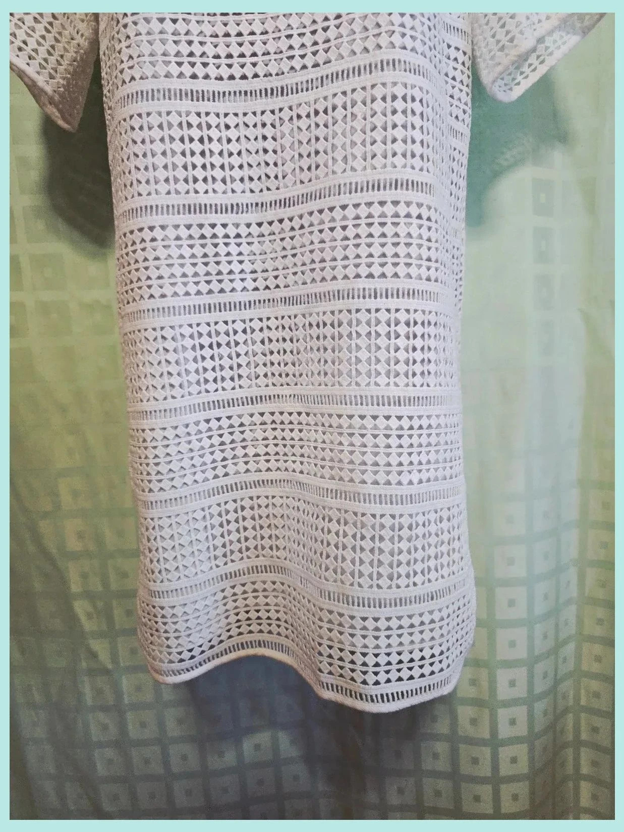 White Geometric Lace Short Sleeve Dress – GAP – taille L / 40 / 12 3