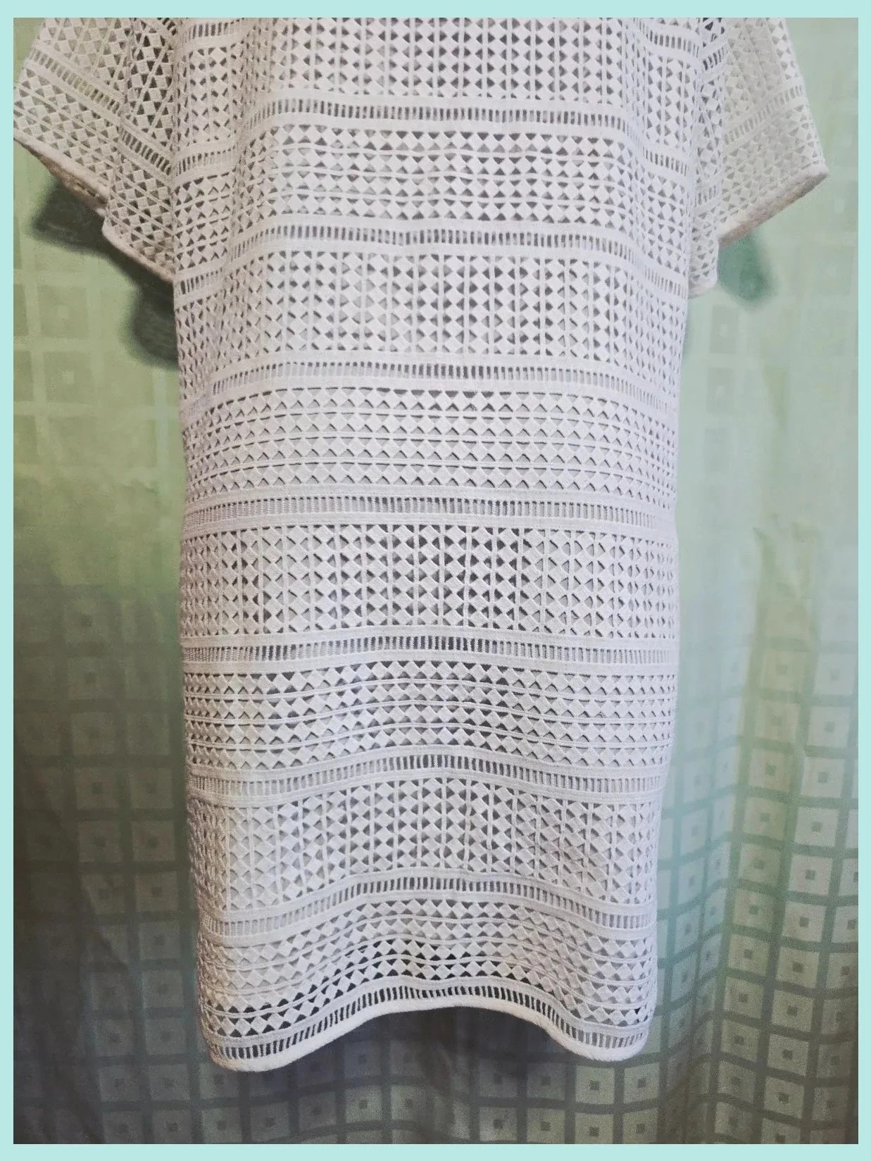 White Geometric Lace Short Sleeve Dress – GAP – taille L / 40 / 12 5