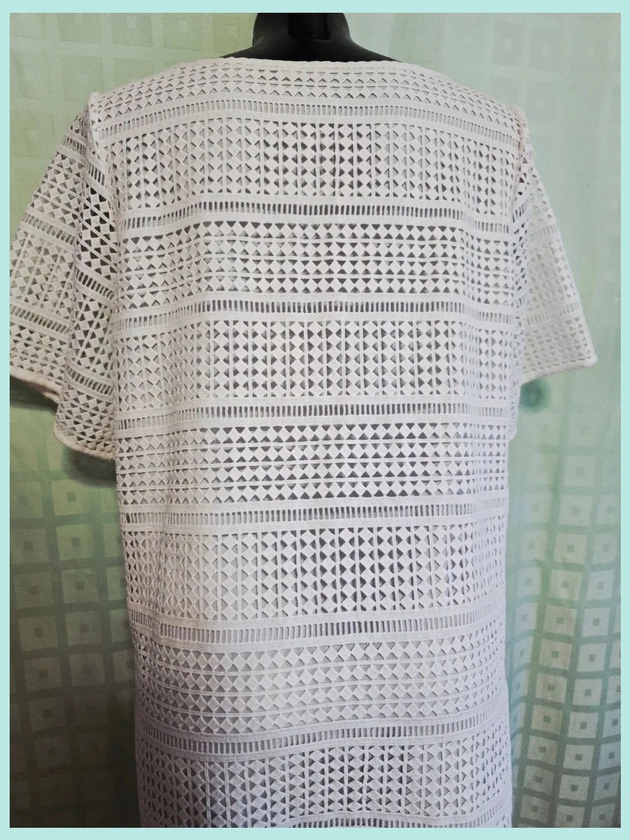 White Geometric Lace Short Sleeve Dress – GAP – taille L / 40 / 12 4