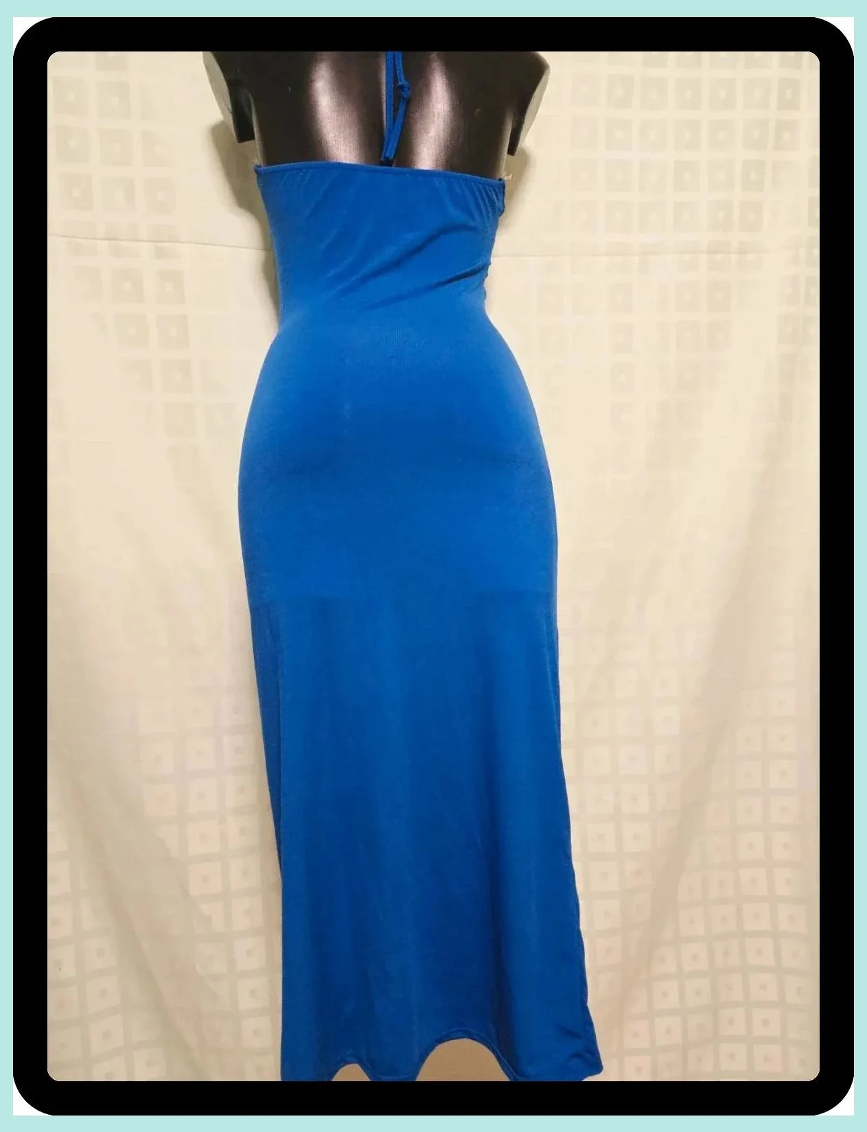 Blue Halter Neck Maxi Dress – Boutique Belgique – taille Taille unique 5