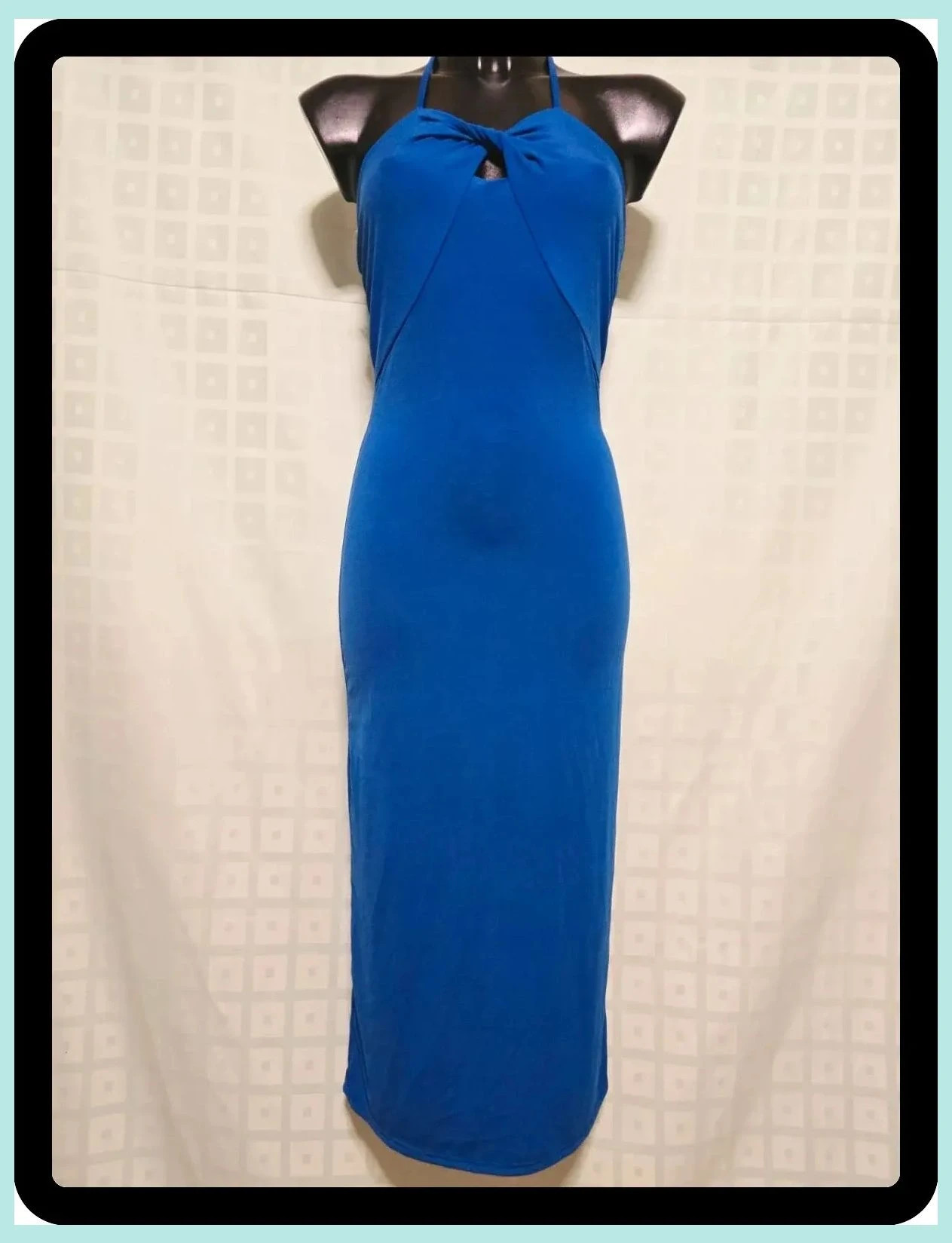 Blue Halter Neck Maxi Dress