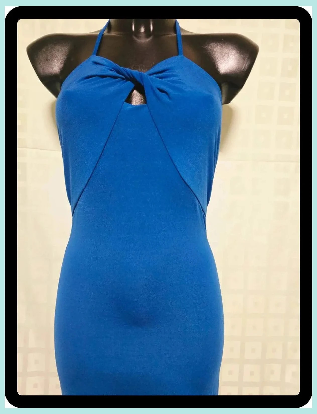 Blue Halter Neck Maxi Dress – Boutique Belgique – taille Taille unique 3