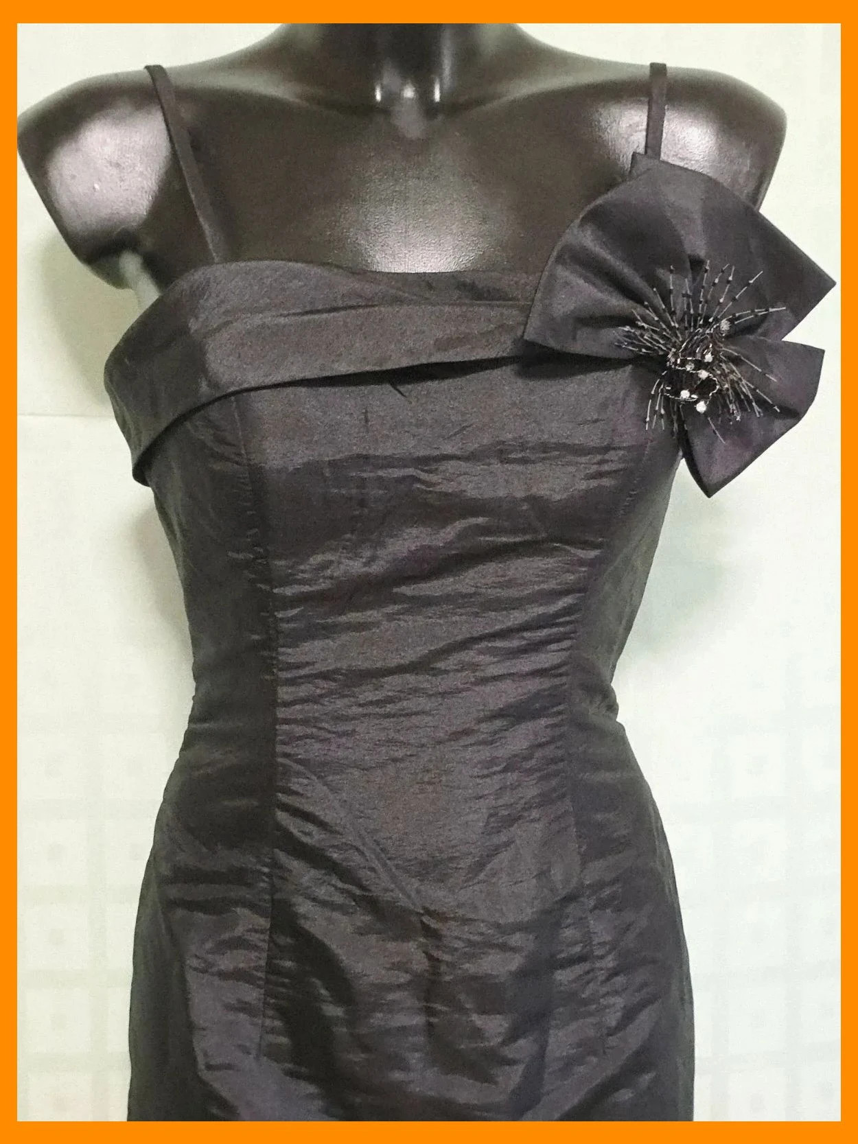 Black Taffeta Bow Beaded Mermaid Gown – Vintage Dressing – taille M / 38 / 10 2