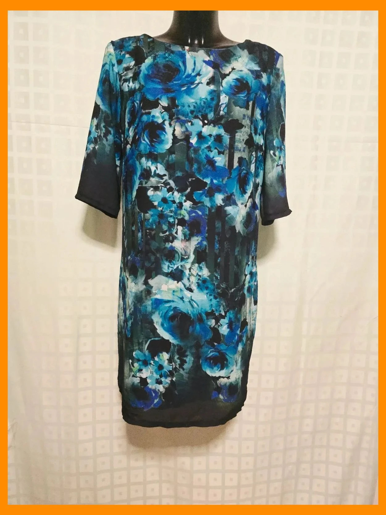 Blue Watercolor Rose Print Shift Dress – Pomodoro – taille XL / 42 / 14 2