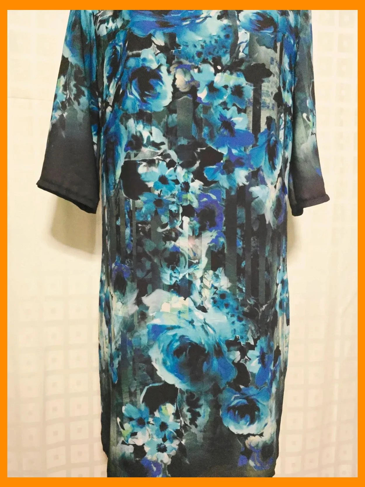 Blue Watercolor Rose Print Shift Dress – Pomodoro – taille XL / 42 / 14 5