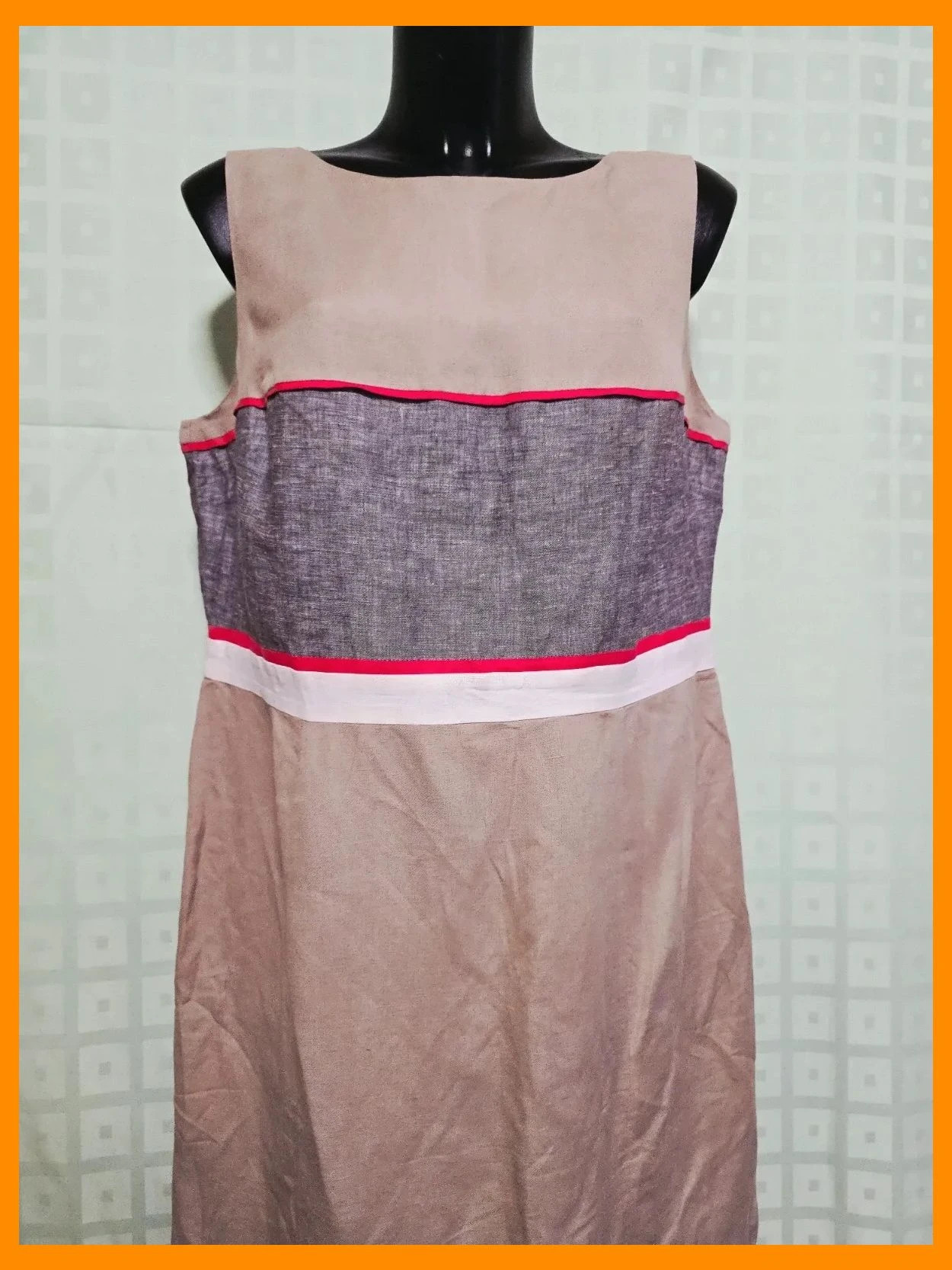 Colorblock Sleeveless Linen Shift Dress – Papaya – taille XXXL / 46 / 18 2