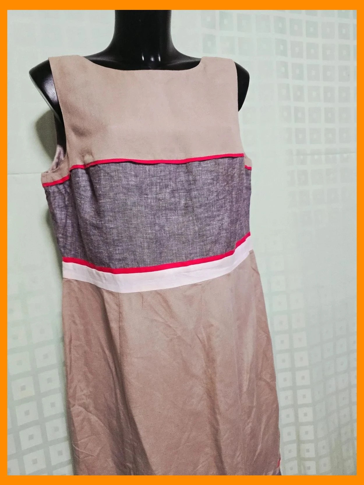 Colorblock Sleeveless Linen Shift Dress – Papaya – taille XXXL / 46 / 18 4