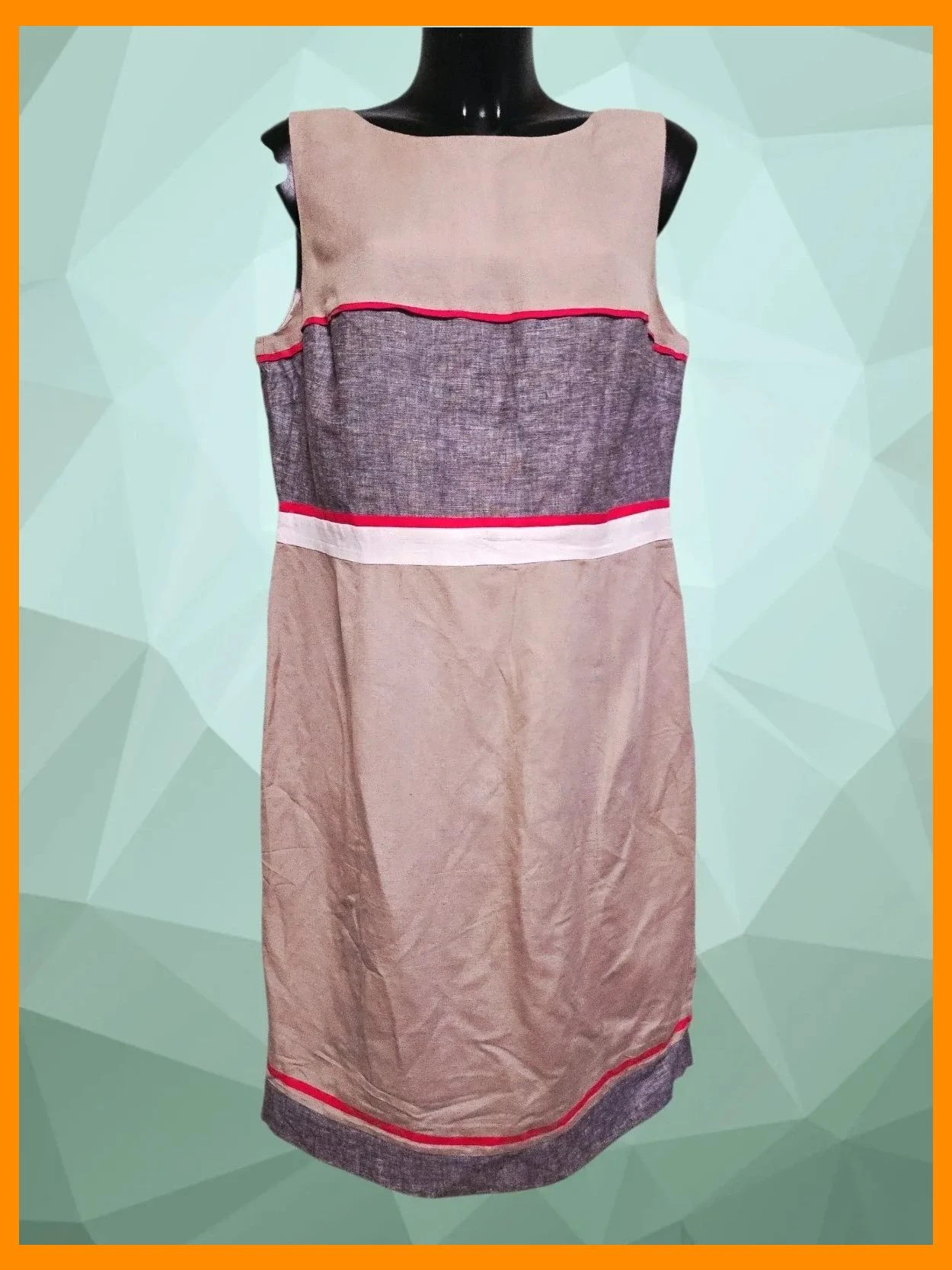 Colorblock Sleeveless Linen Shift Dress