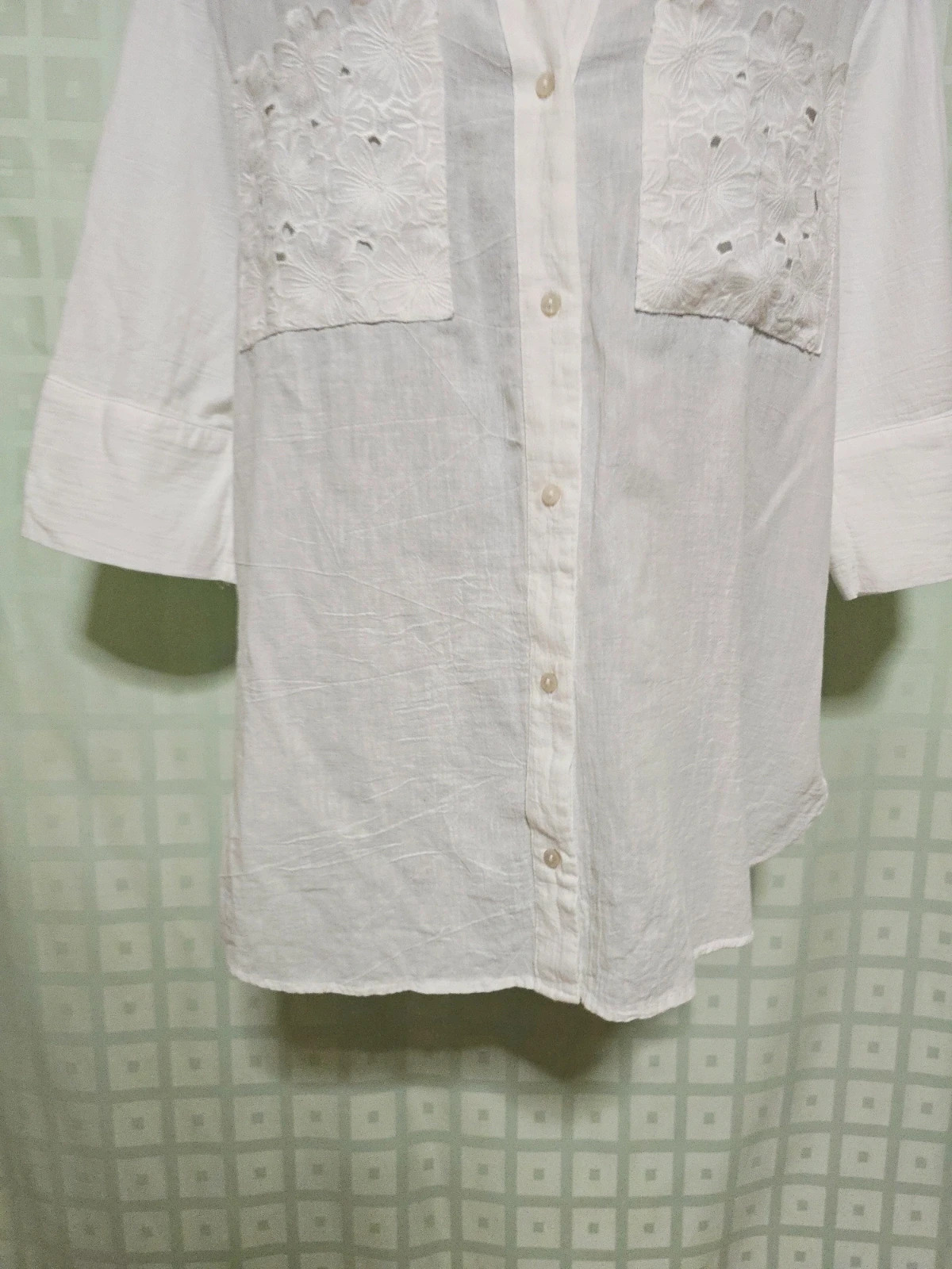 White Cotton Embroidered Pocket Shirt – Nutmeg – taille XXL / 44 / 16 3