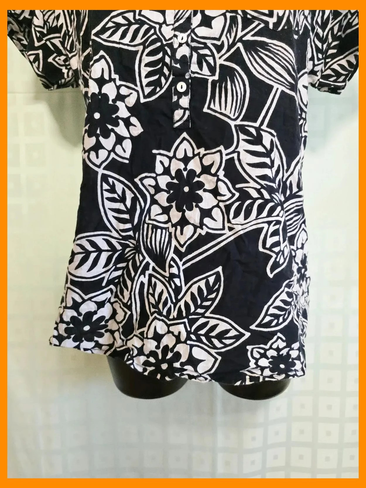 Black White Floral 100% Cotton Blouse – M&Co – taille L / 40 / 12 3
