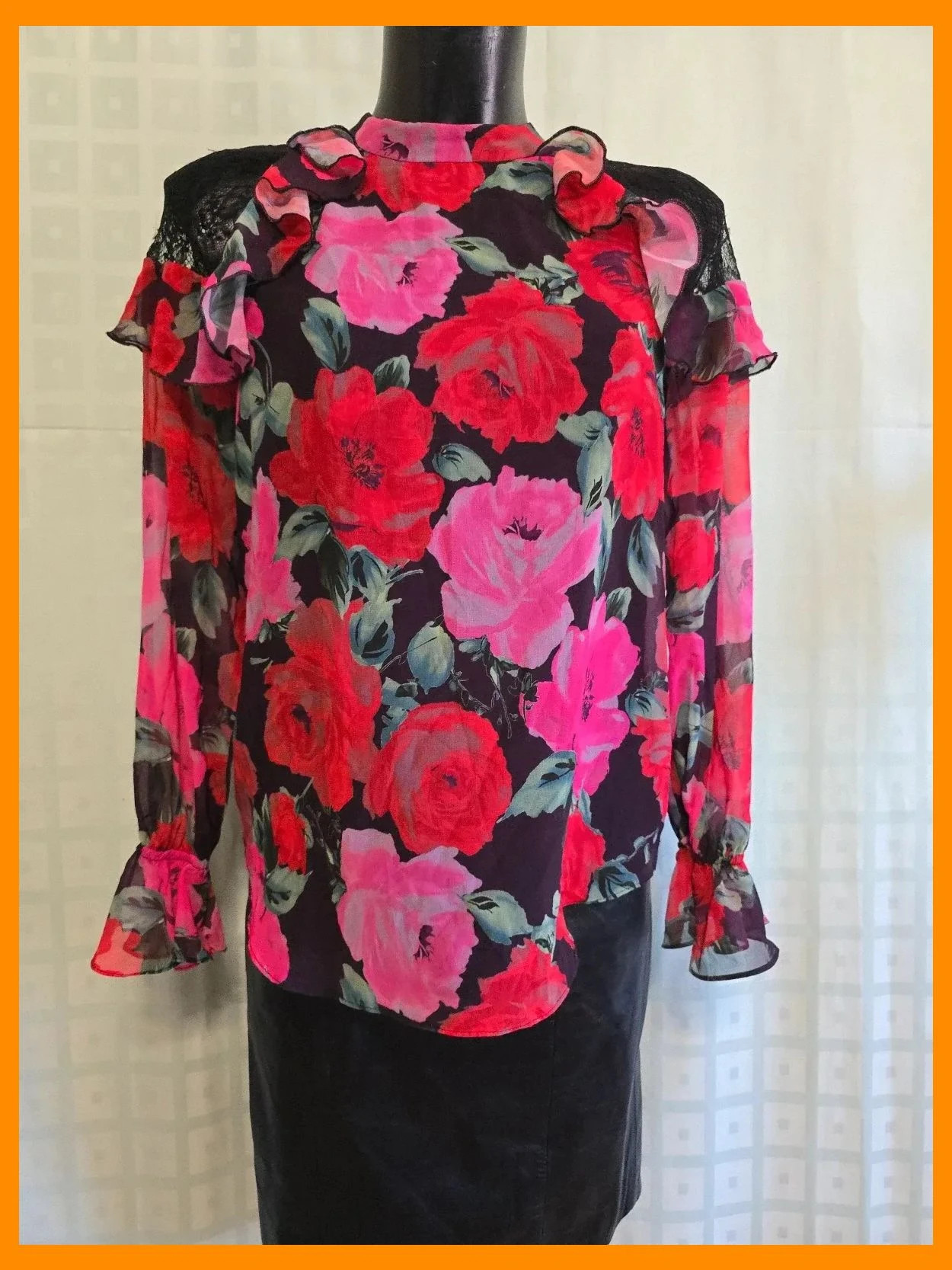 Floral Ruffle & Lace Blouse – River Island – taille M / 38 / 10 2