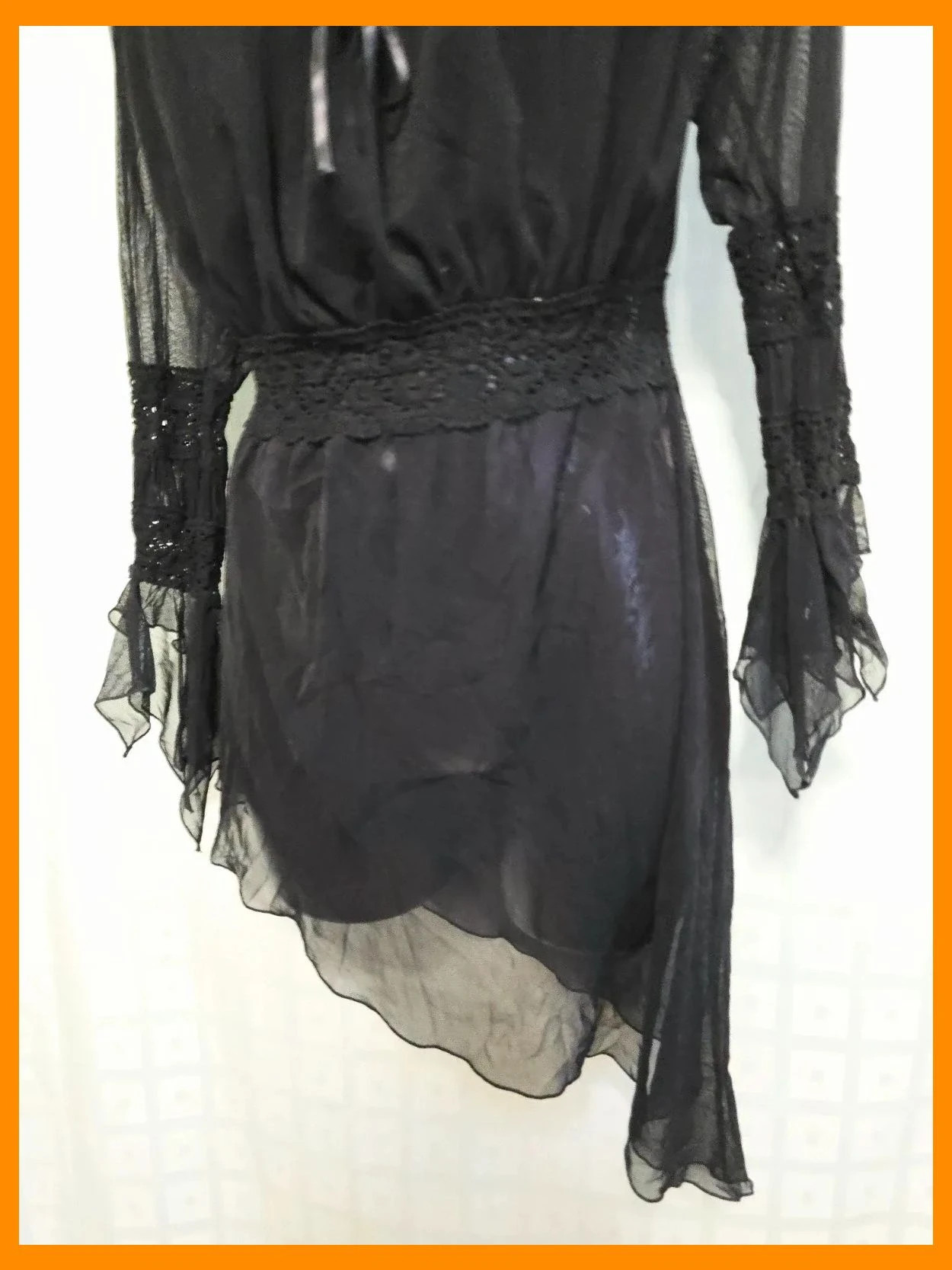 Black Sheer Ruffle blouse – Vintage Dressing – taille XXL / 44 / 16 4