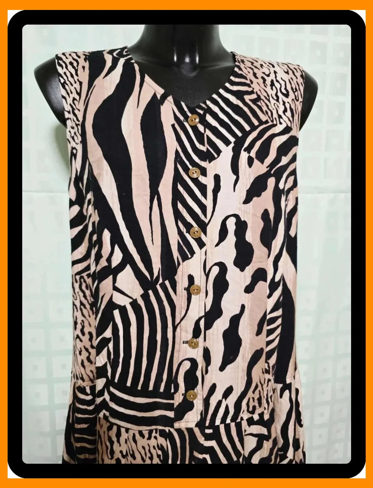 Mixed Animal Print Sleeveless Button-Down Midi Dress – Vintage Dressing – taille XL / 42 / 14 2