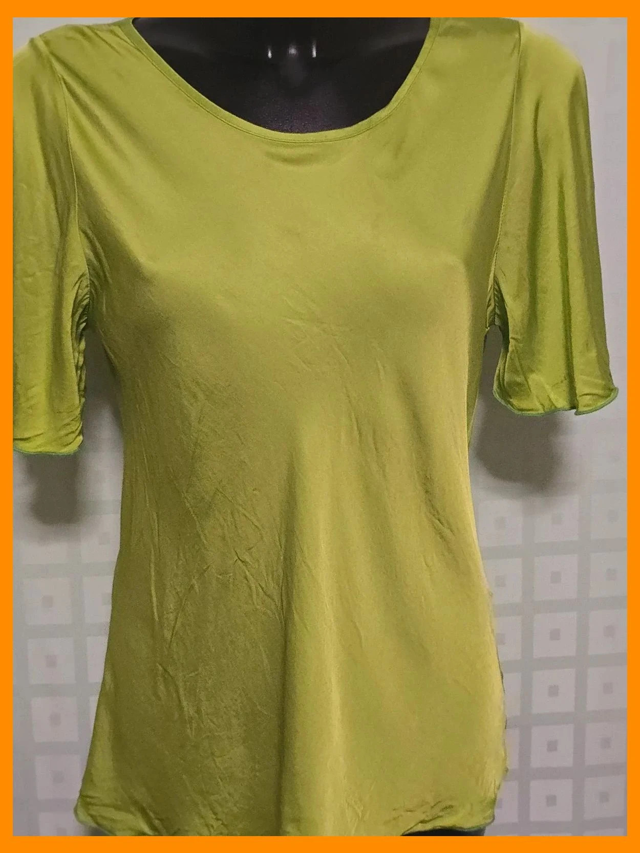 Lime green short sleeve blouse – Mondieux Madame – taille L / 40 / 12 2