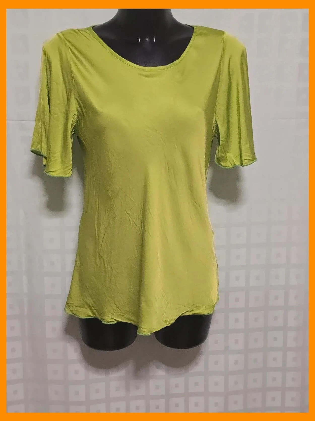 Lime green short sleeve blouse – Mondieux Madame – taille L / 40 / 12