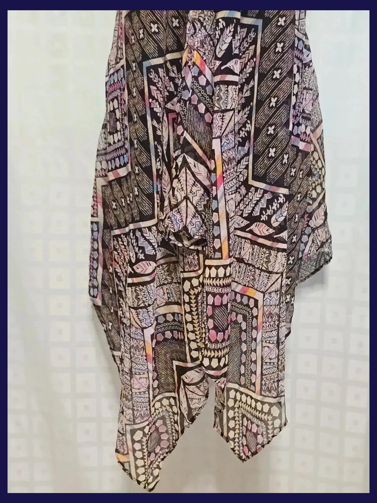 Boho Tribal Print Handkerchief Hem Dress – Gorgeous – taille L / 40 / 12 3