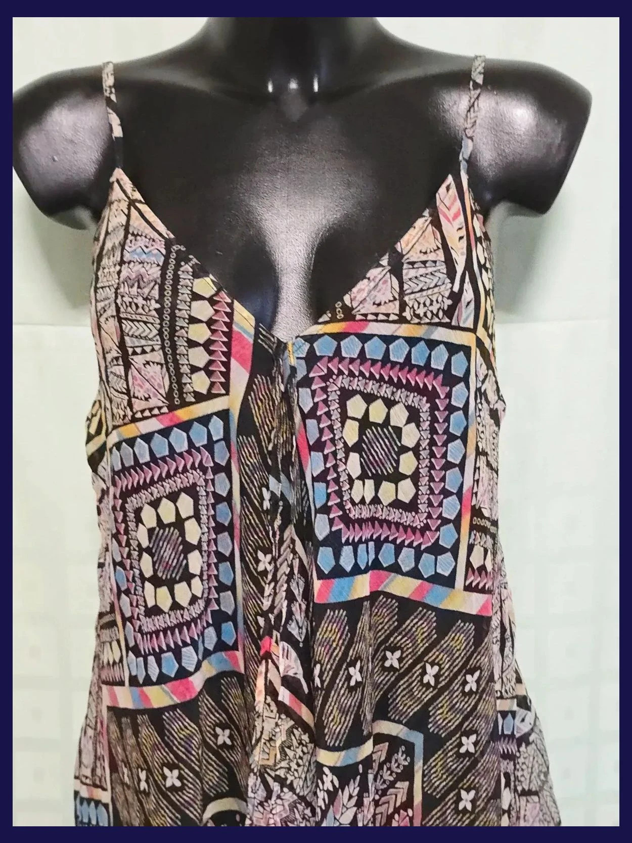 Boho Tribal Print Handkerchief Hem Dress – Gorgeous – taille L / 40 / 12 2