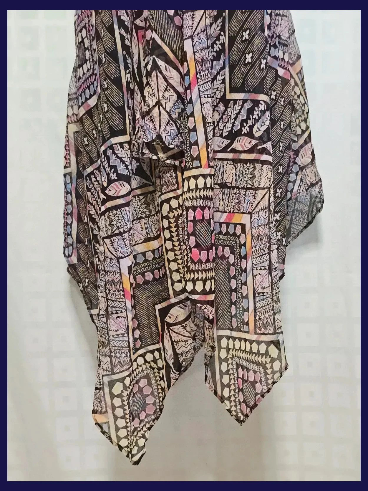 Boho Tribal Print Handkerchief Hem Dress – Gorgeous – taille L / 40 / 12 4
