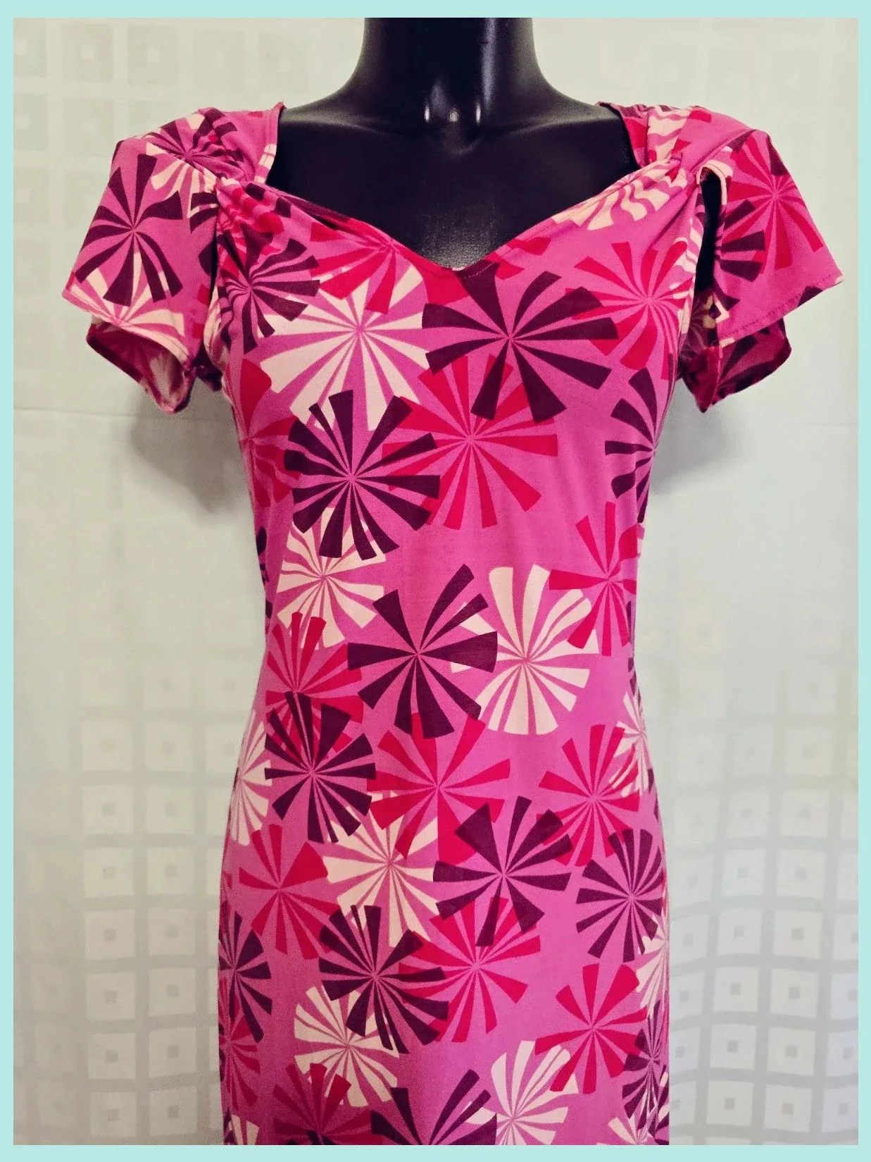 Geometric Fan Print Dress – BCBGMAXAZRIA – taille S / 36 / 8 2