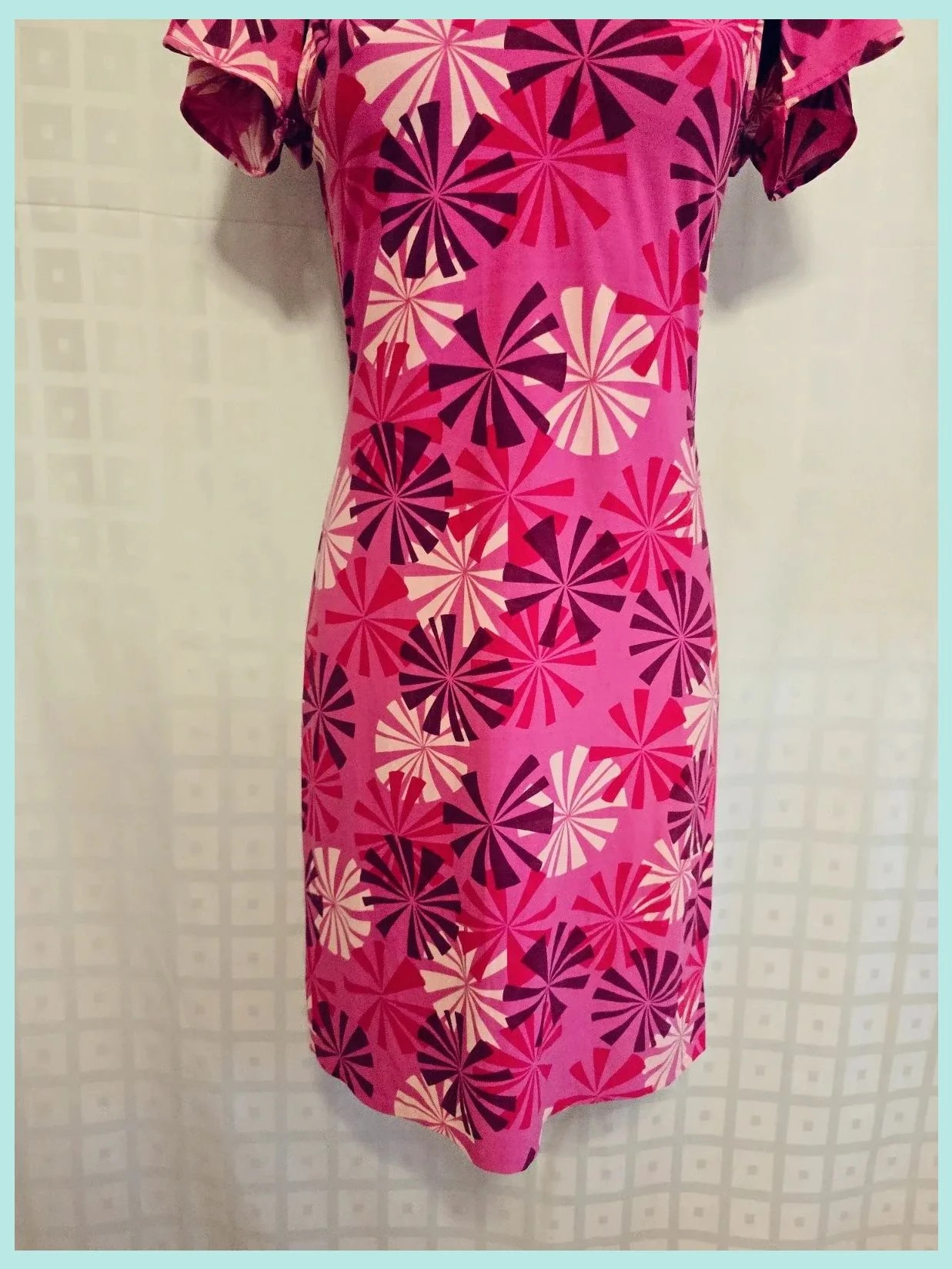 Geometric Fan Print Dress – BCBGMAXAZRIA – taille S / 36 / 8 3