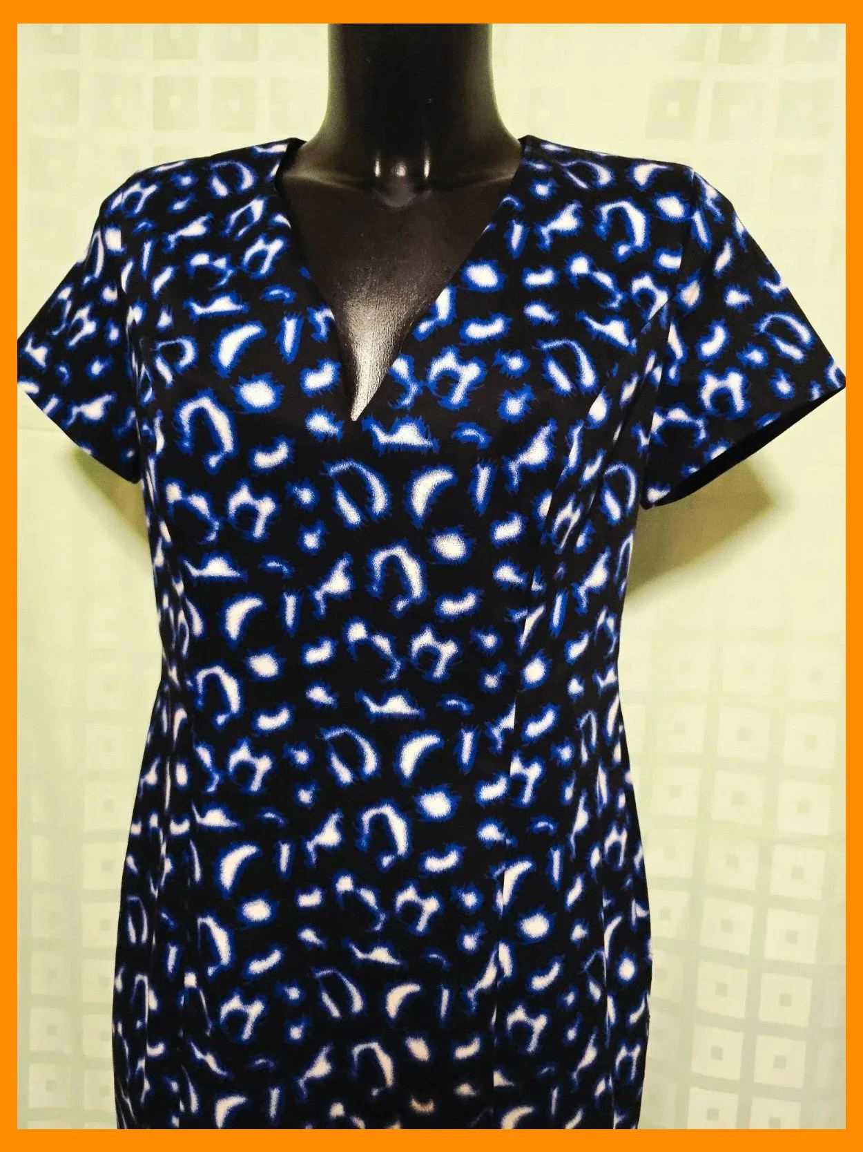 Blue Abstract Print Sheath Dress – Ashley Brooke – taille XL / 42 / 14 2