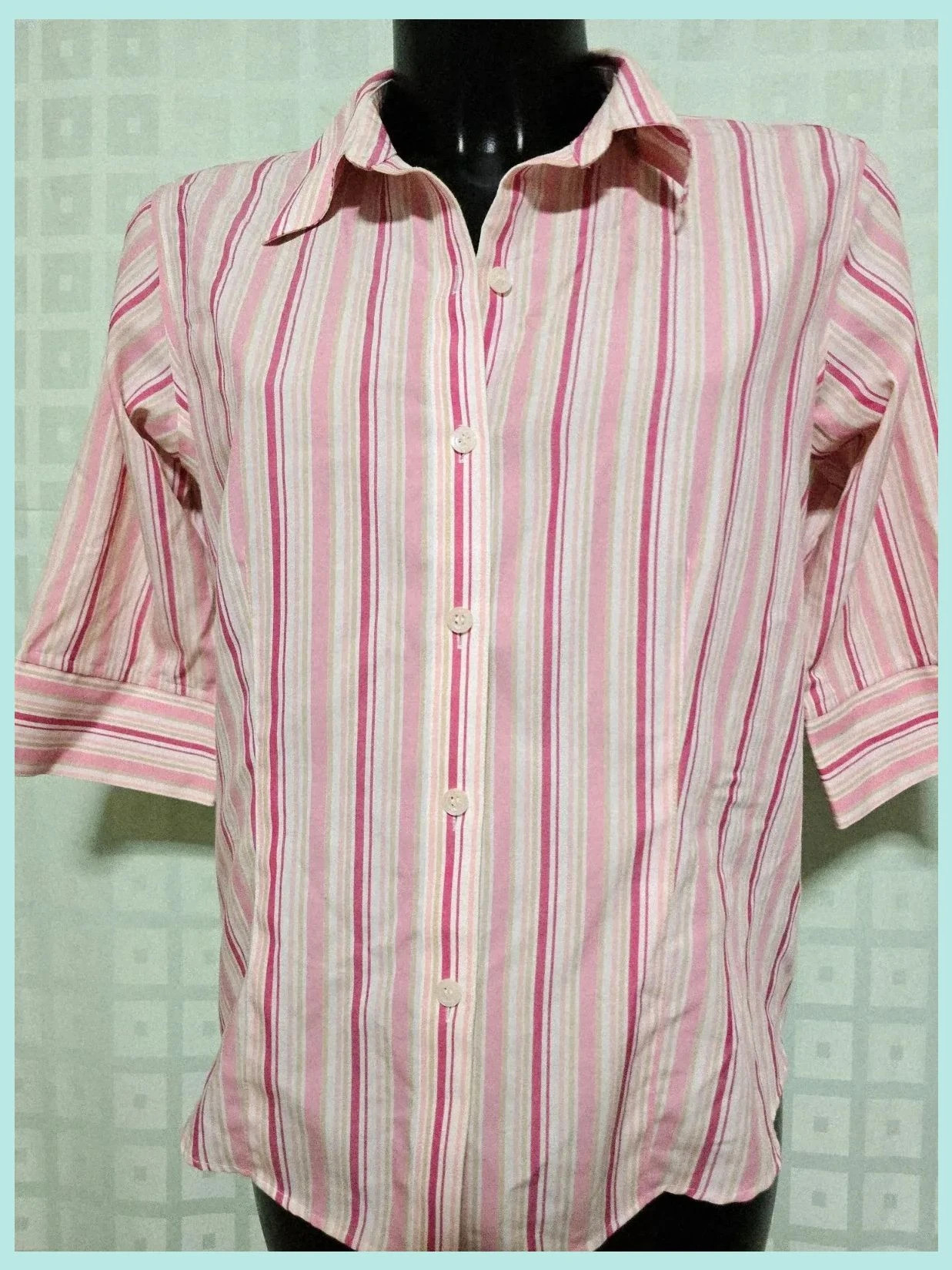 Pink Striped Button-Up Shirt – Liz Claiborne – taille M / 38 / 10 2