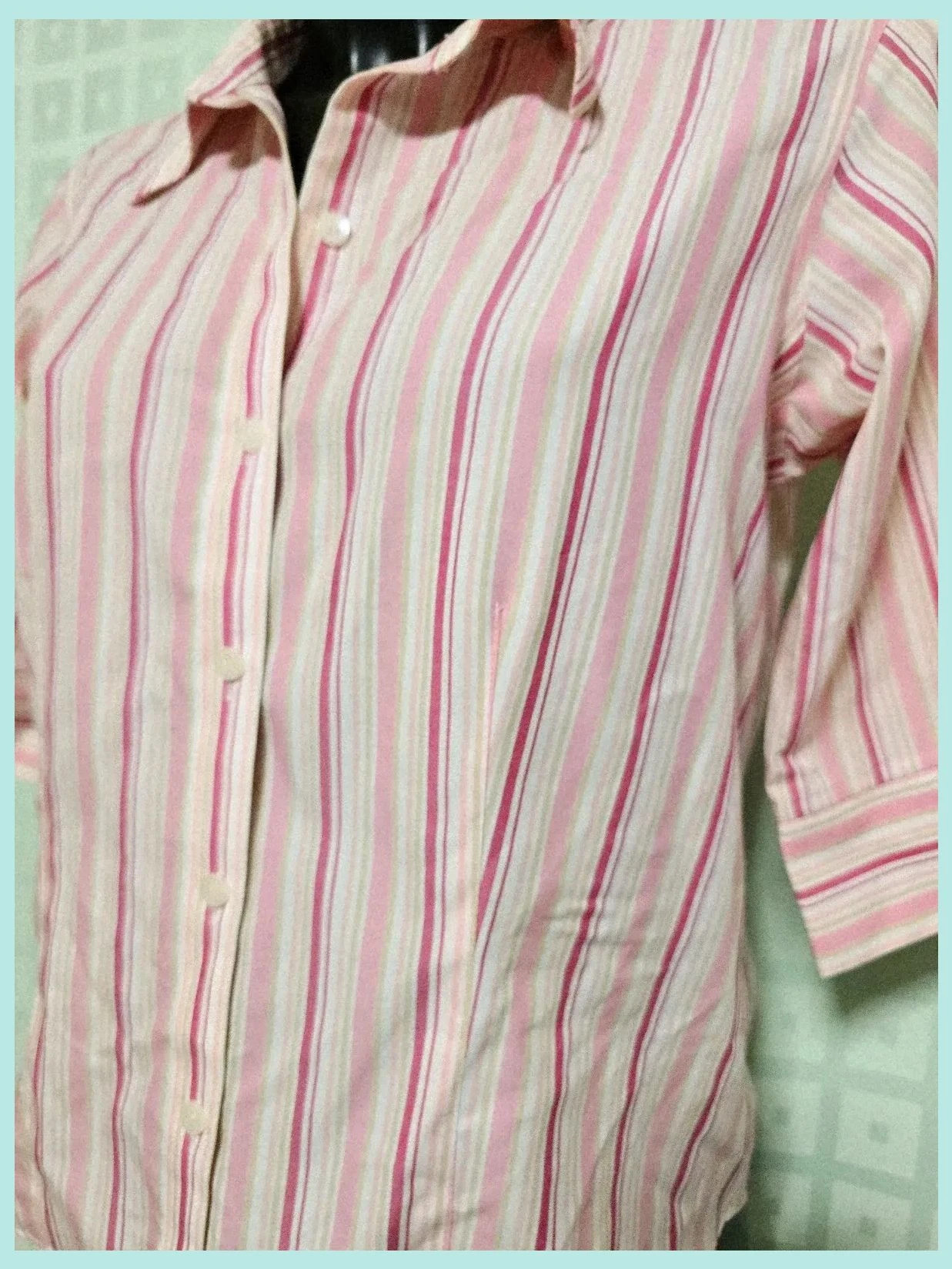 Pink Striped Button-Up Shirt – Liz Claiborne – taille M / 38 / 10 4