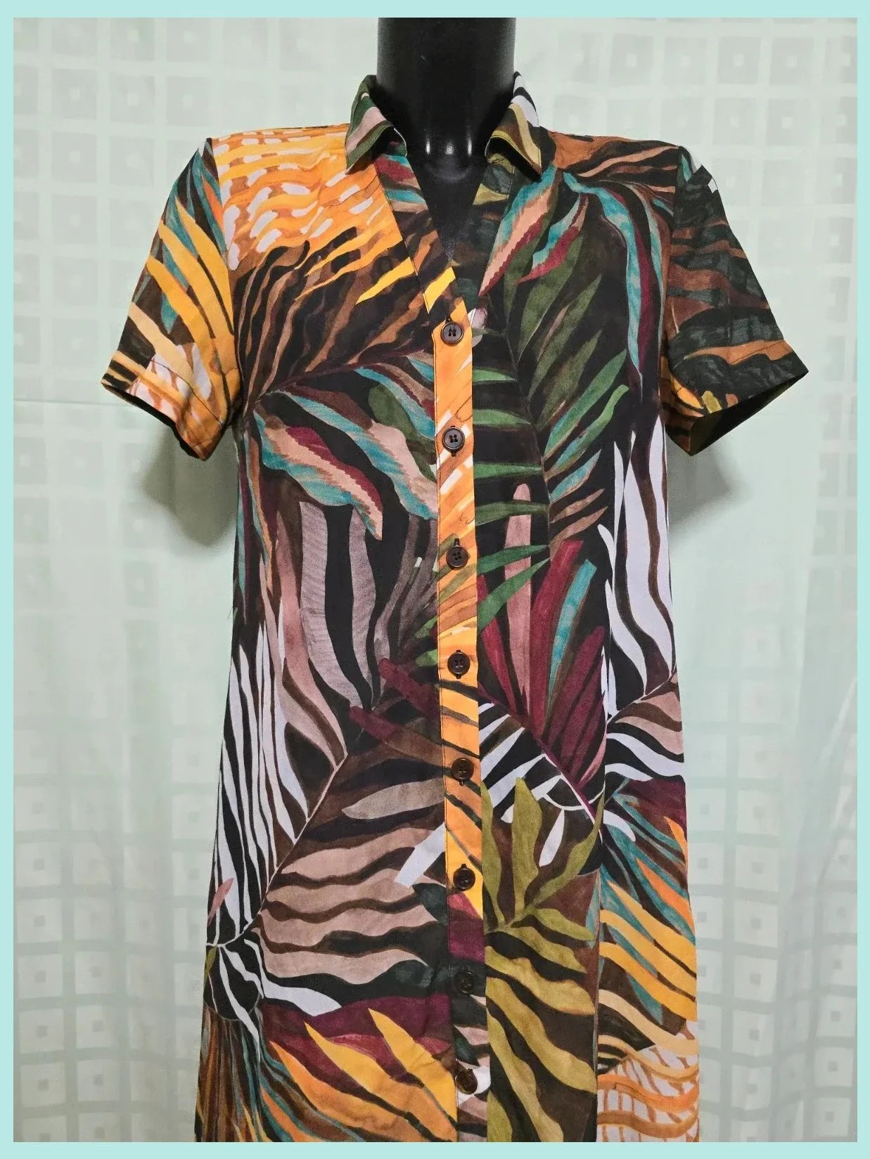 Tropical Leaf Button Shirt Dress – Antea – taille S / 36 / 8 2