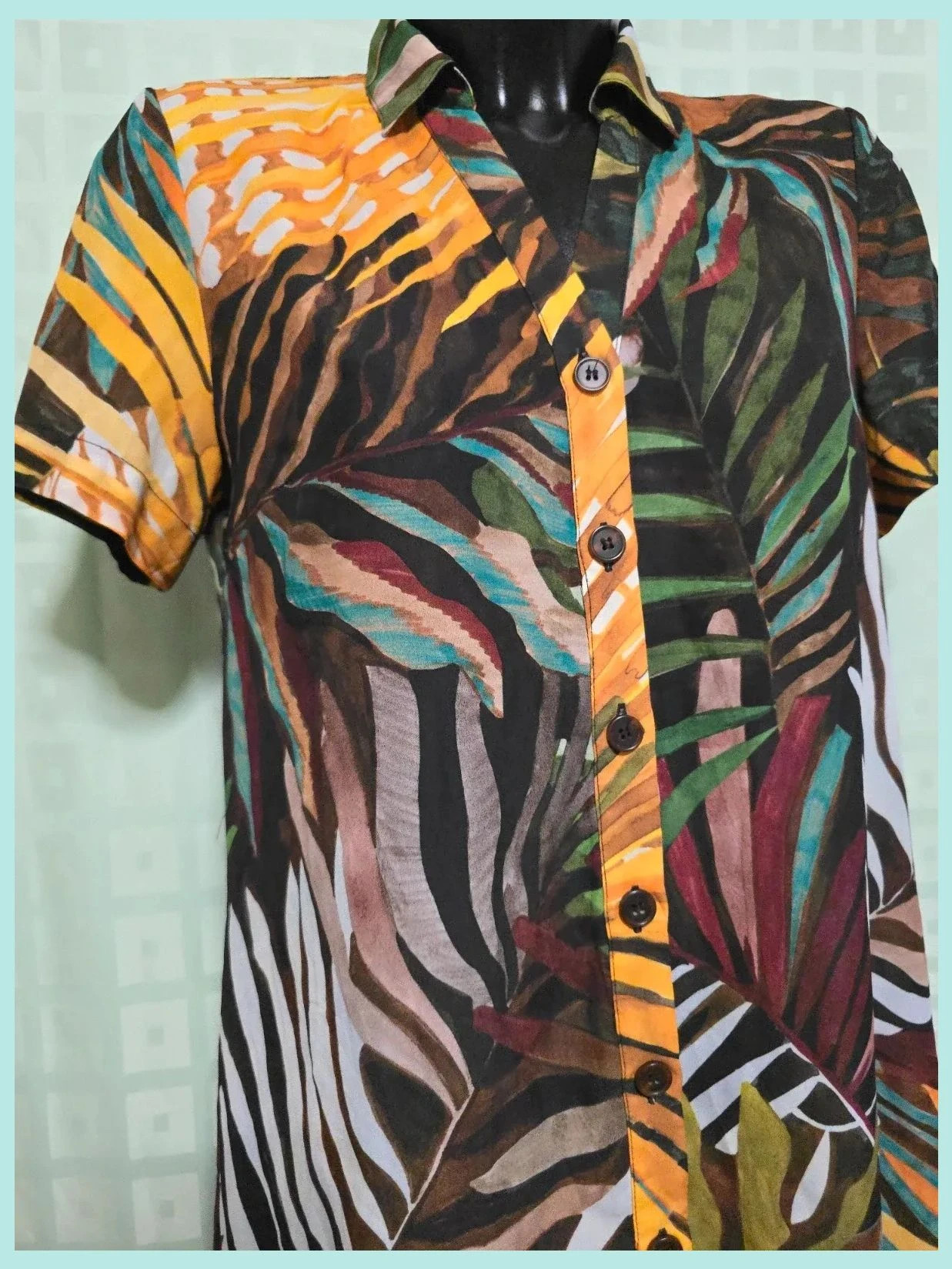 Tropical Leaf Button Shirt Dress – Antea – taille S / 36 / 8 4