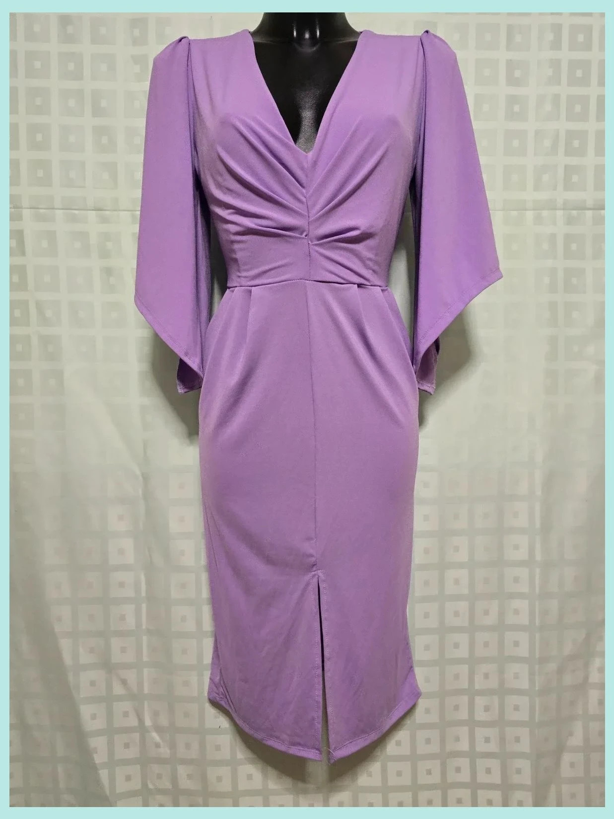 Mauve Ruched Midi Dress with Slit