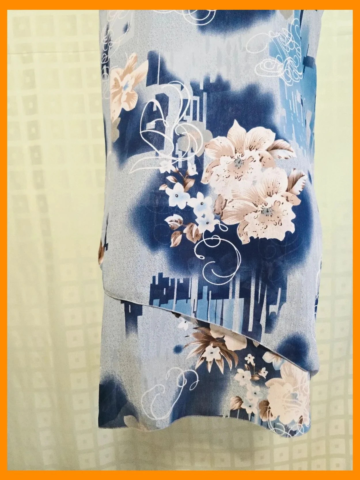 Blue Abstract Floral Sleeveless Shift Dress – Vintage Dressing – taille XXL / 44 / 16 5
