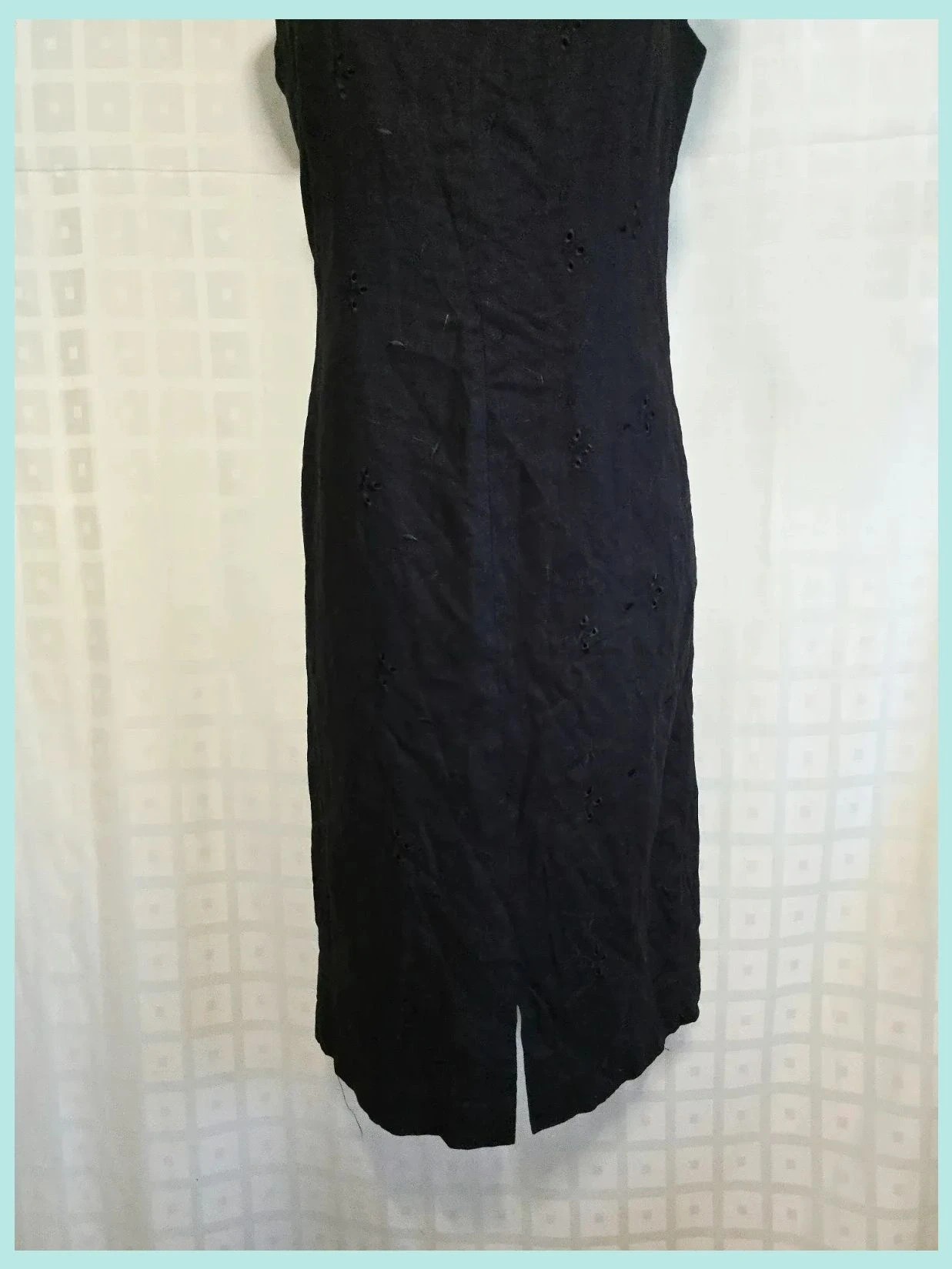 Black 100% Linen Eyelet Sheath Dress – Lakeland – taille XL / 42 / 14 5