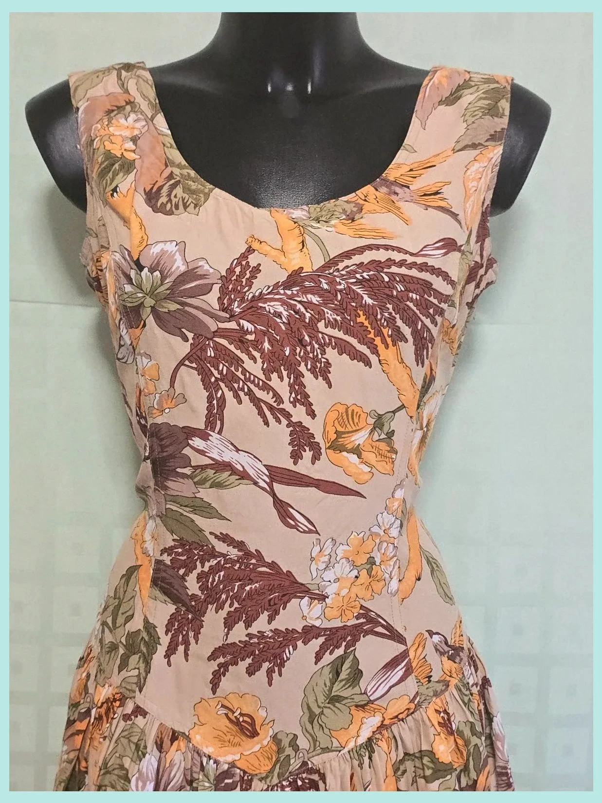 Vintage Floral Sleeveless Summer Dress – Cortefiel – taille L / 40 / 12 2