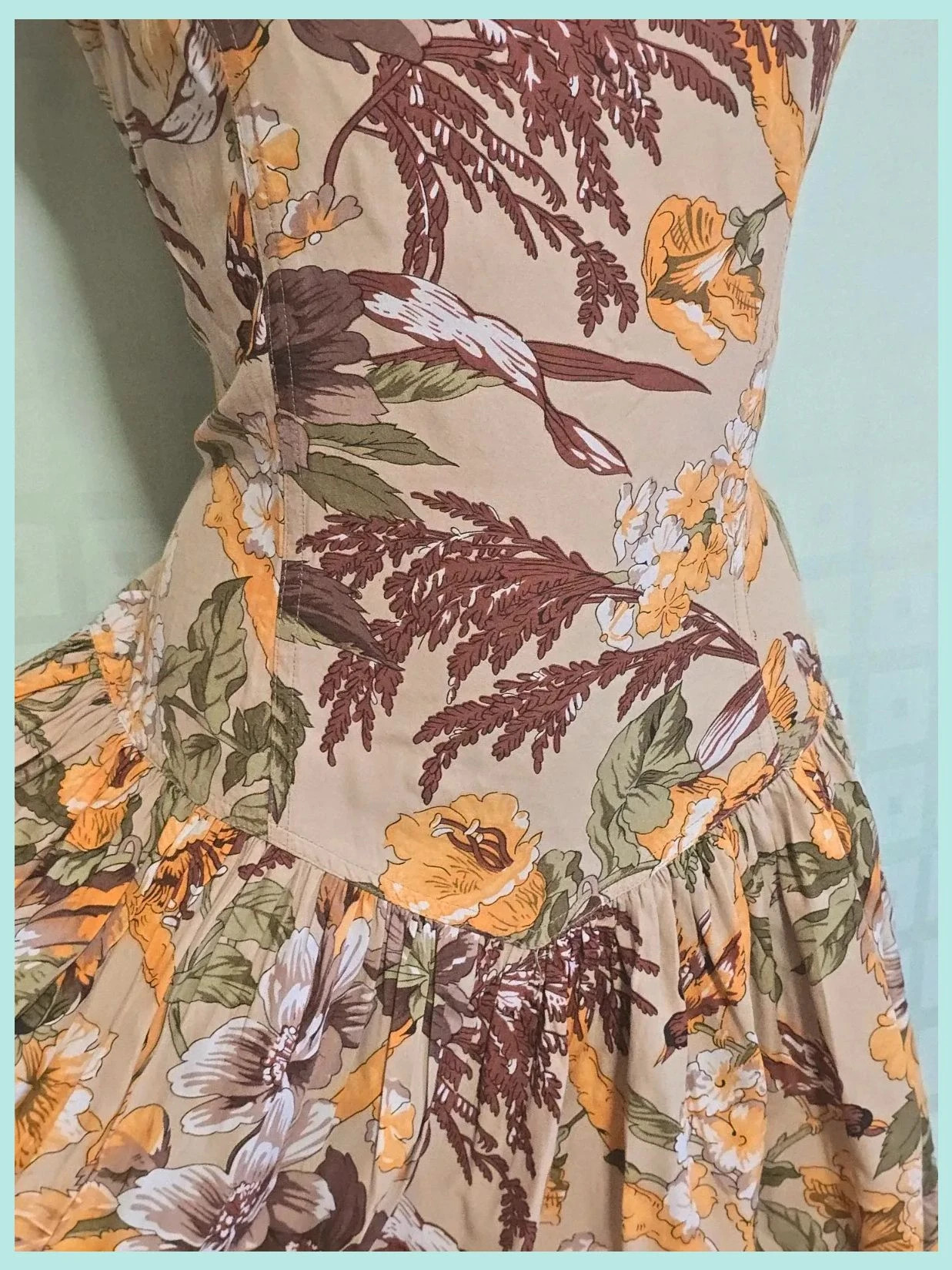 Vintage Floral Sleeveless Summer Dress – Cortefiel – taille L / 40 / 12 5