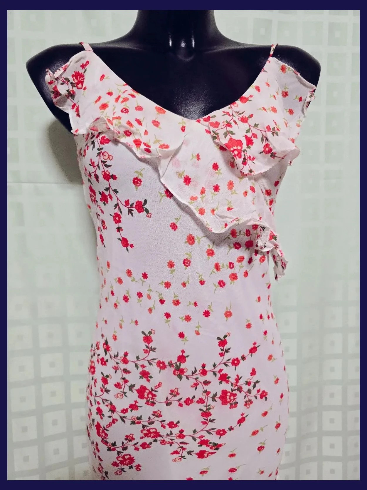 White Red Floral Ruffle Dress – raf raf – taille M / 38 / 10 2