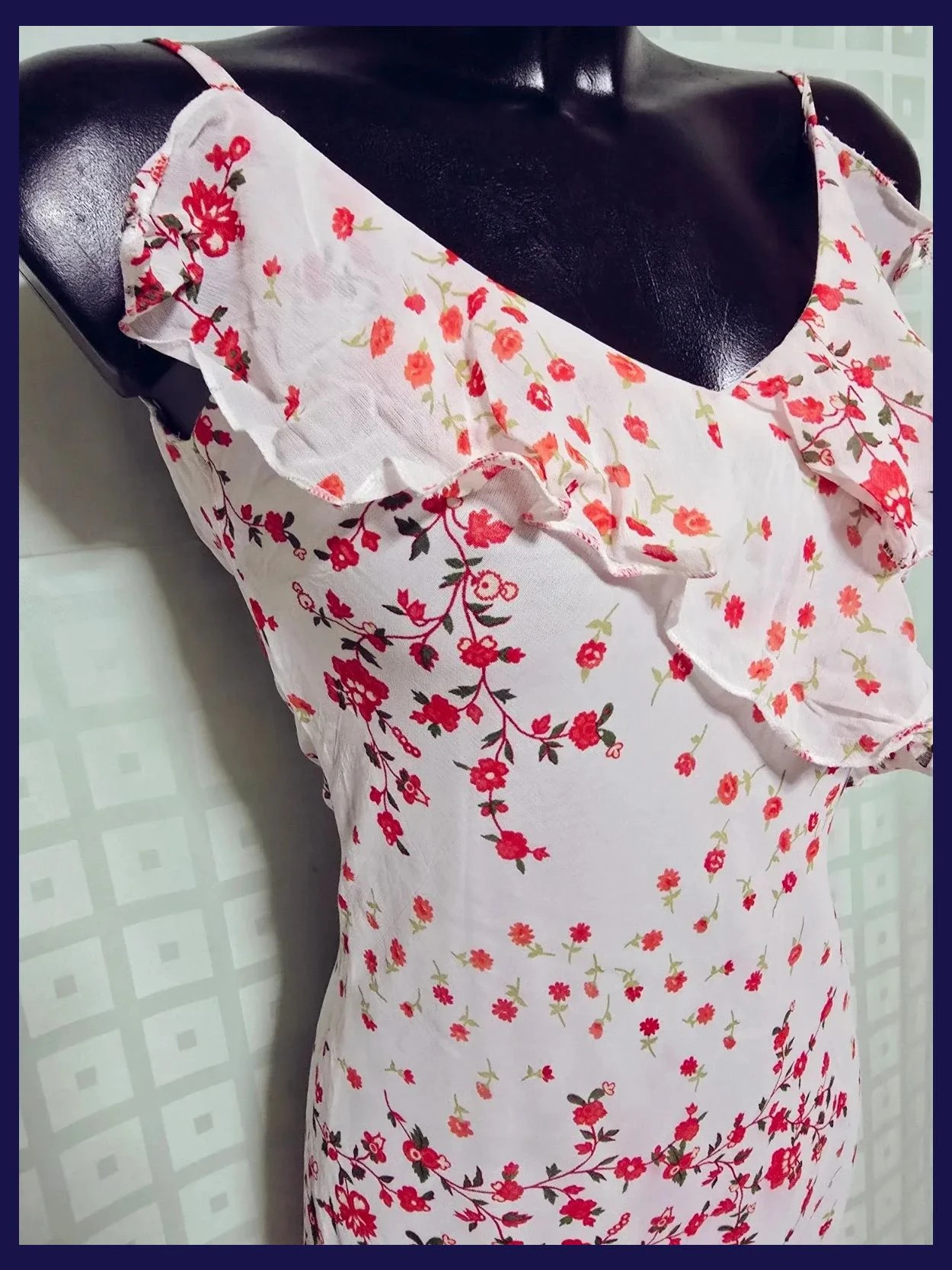 White Red Floral Ruffle Dress – raf raf – taille M / 38 / 10 5